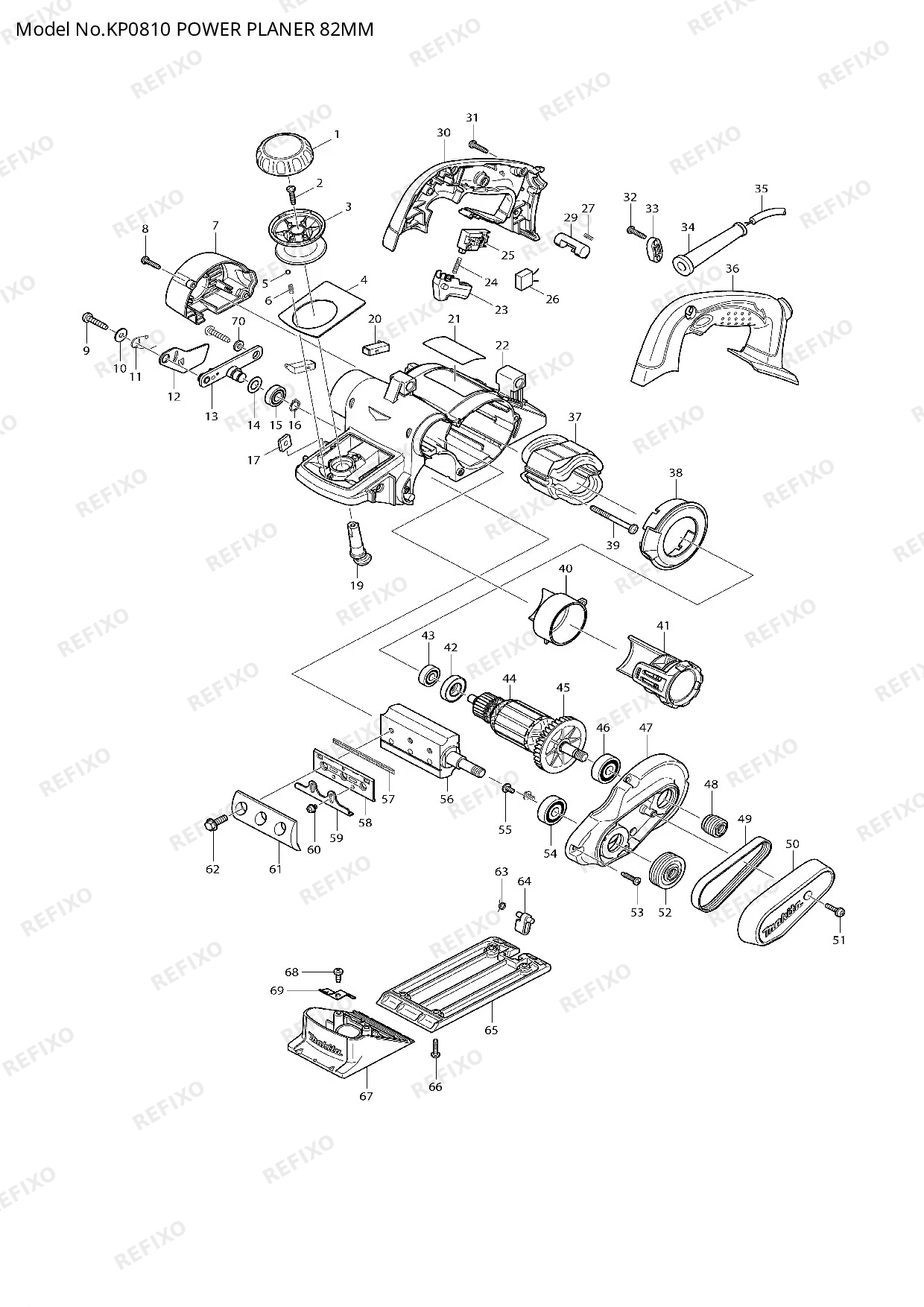 MAKITA KP0810 — схема запчастей