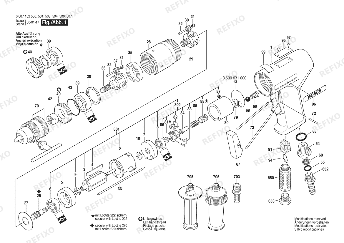 Bosch Pw- дрель -Ind дрель (0 607 152 507) — схема запчастей