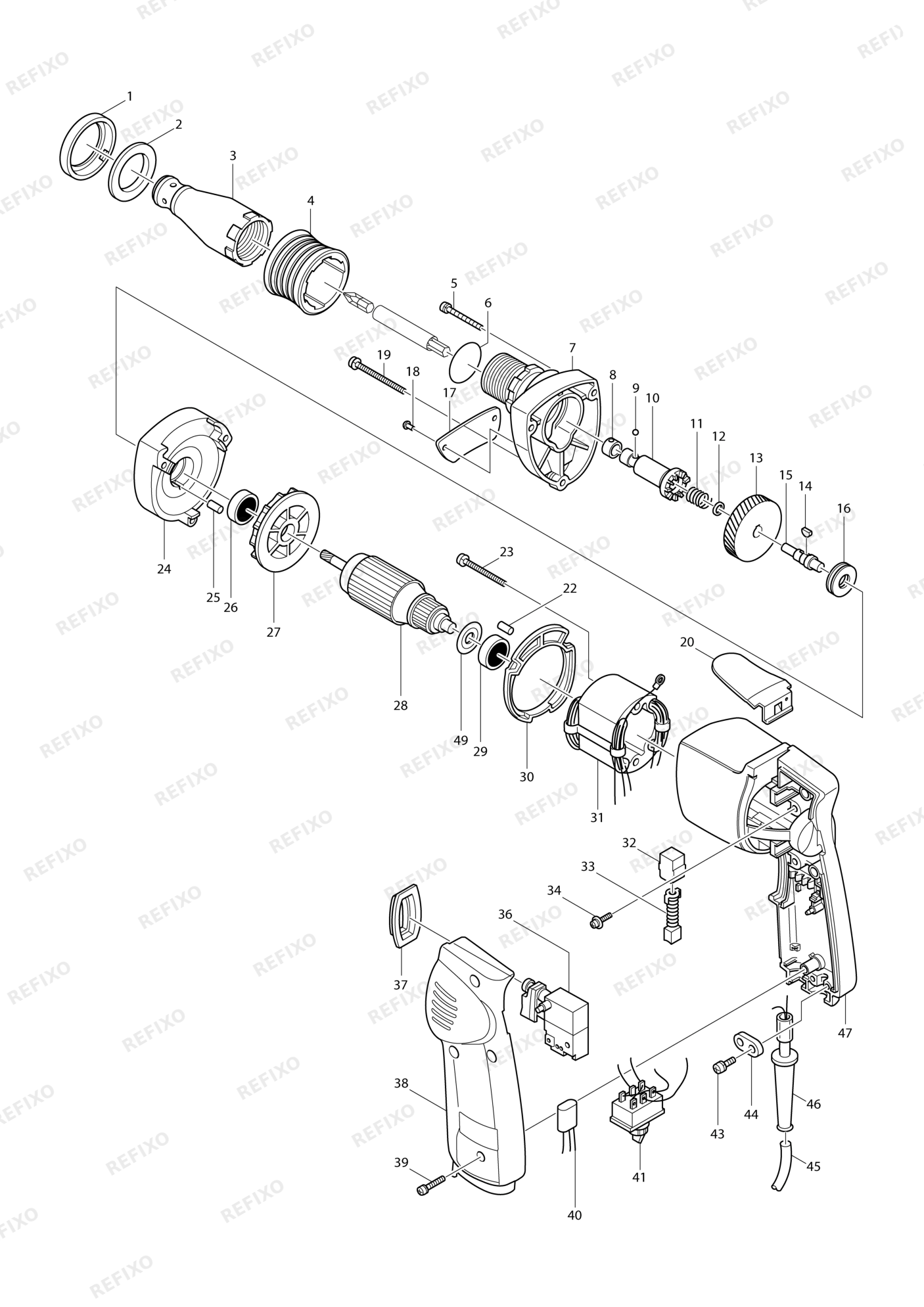 MAKITA 6801DBV — схема запчастей