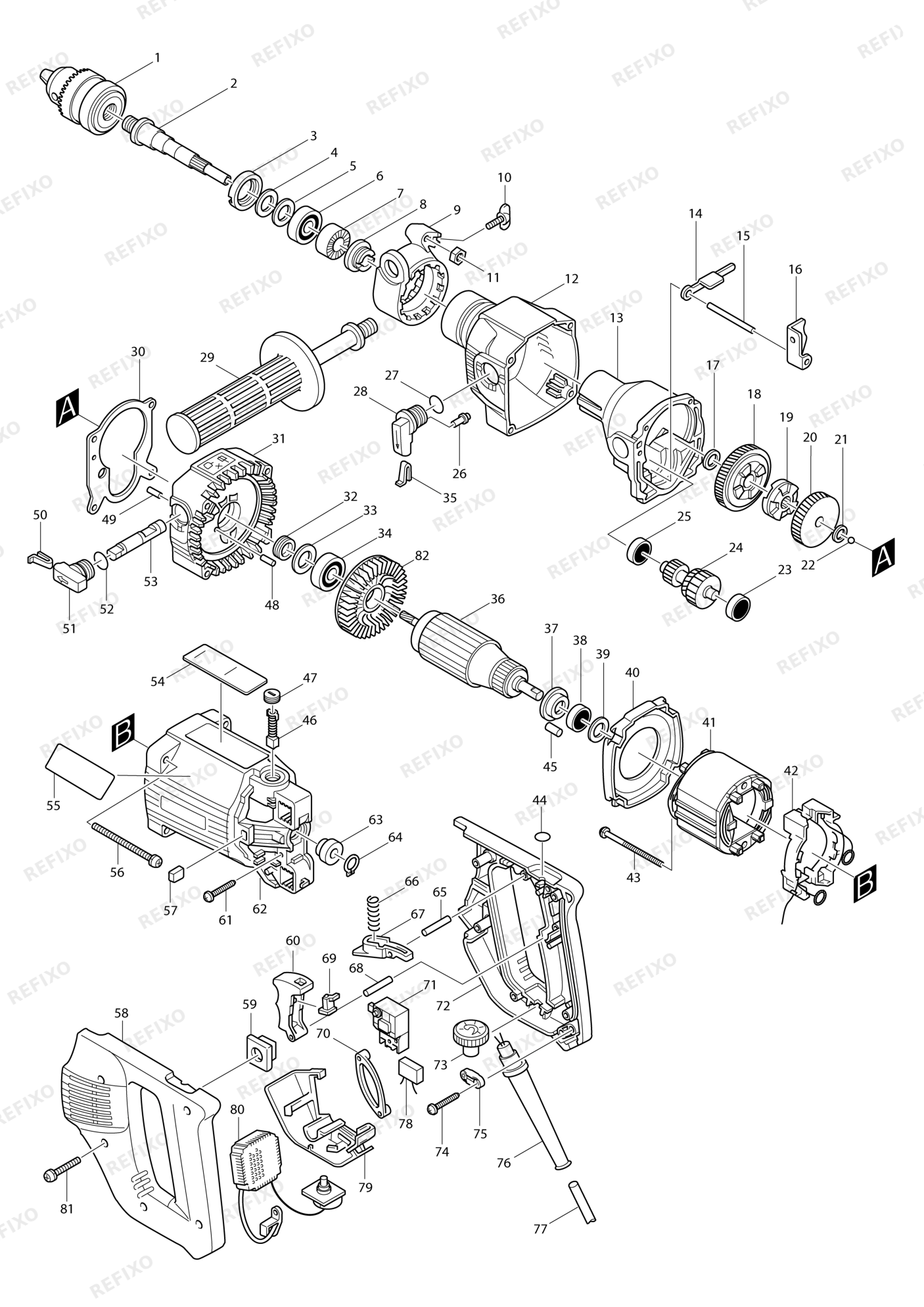 MAKITA 8406C — схема запчастей