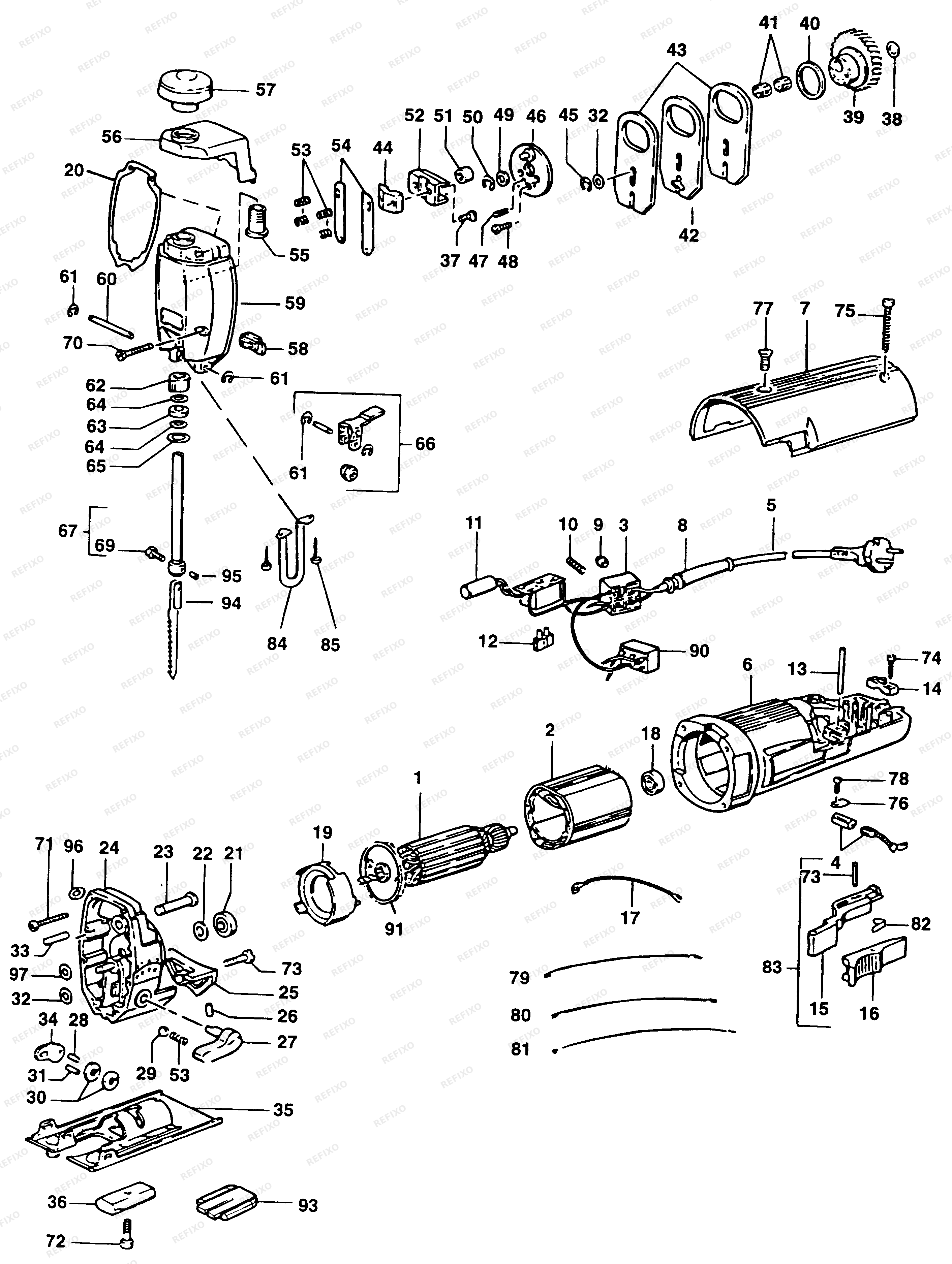DeWalt ЛОБЗИК ST142 — схема запчастей