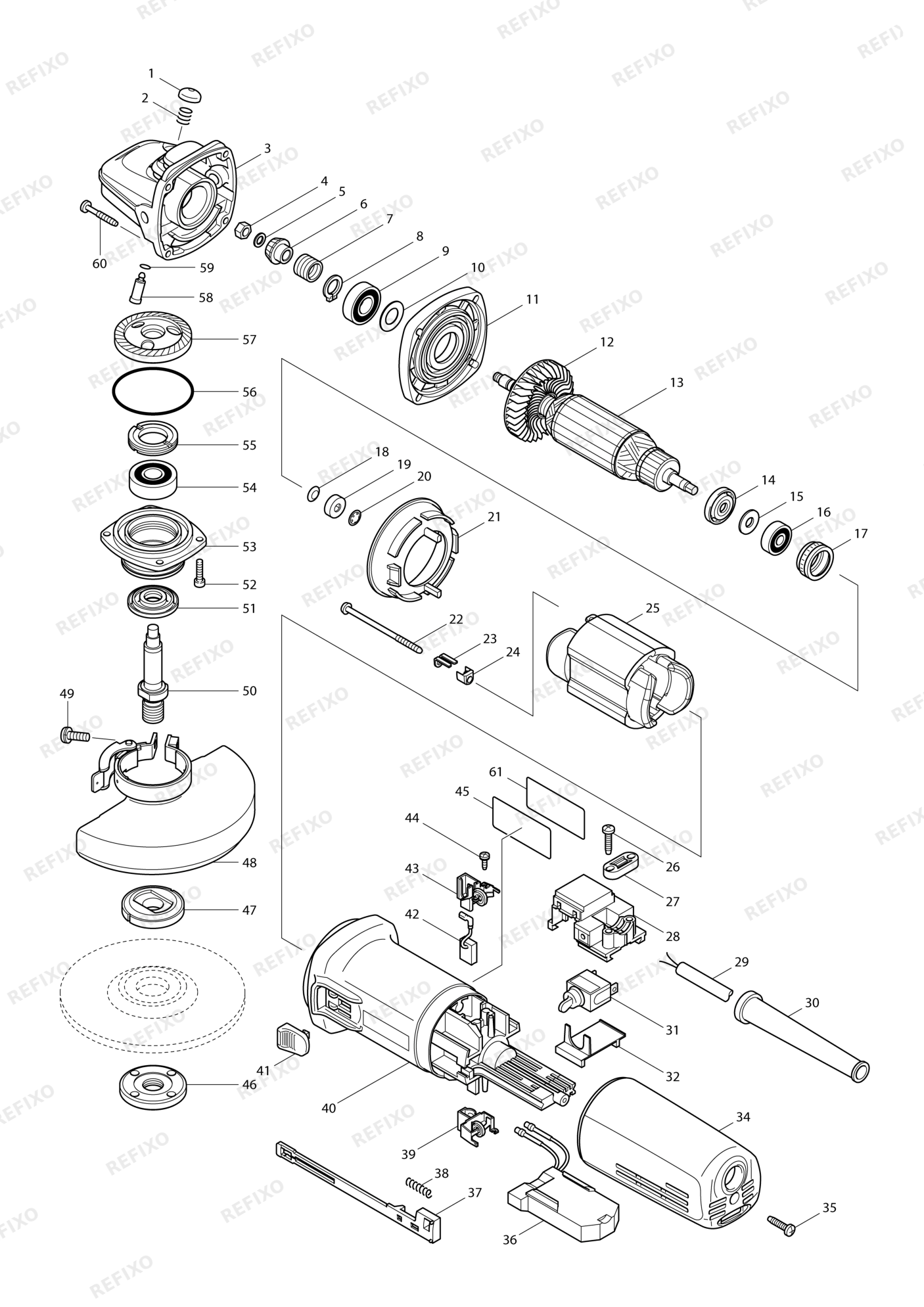 MAKITA 9565CR — схема запчастей