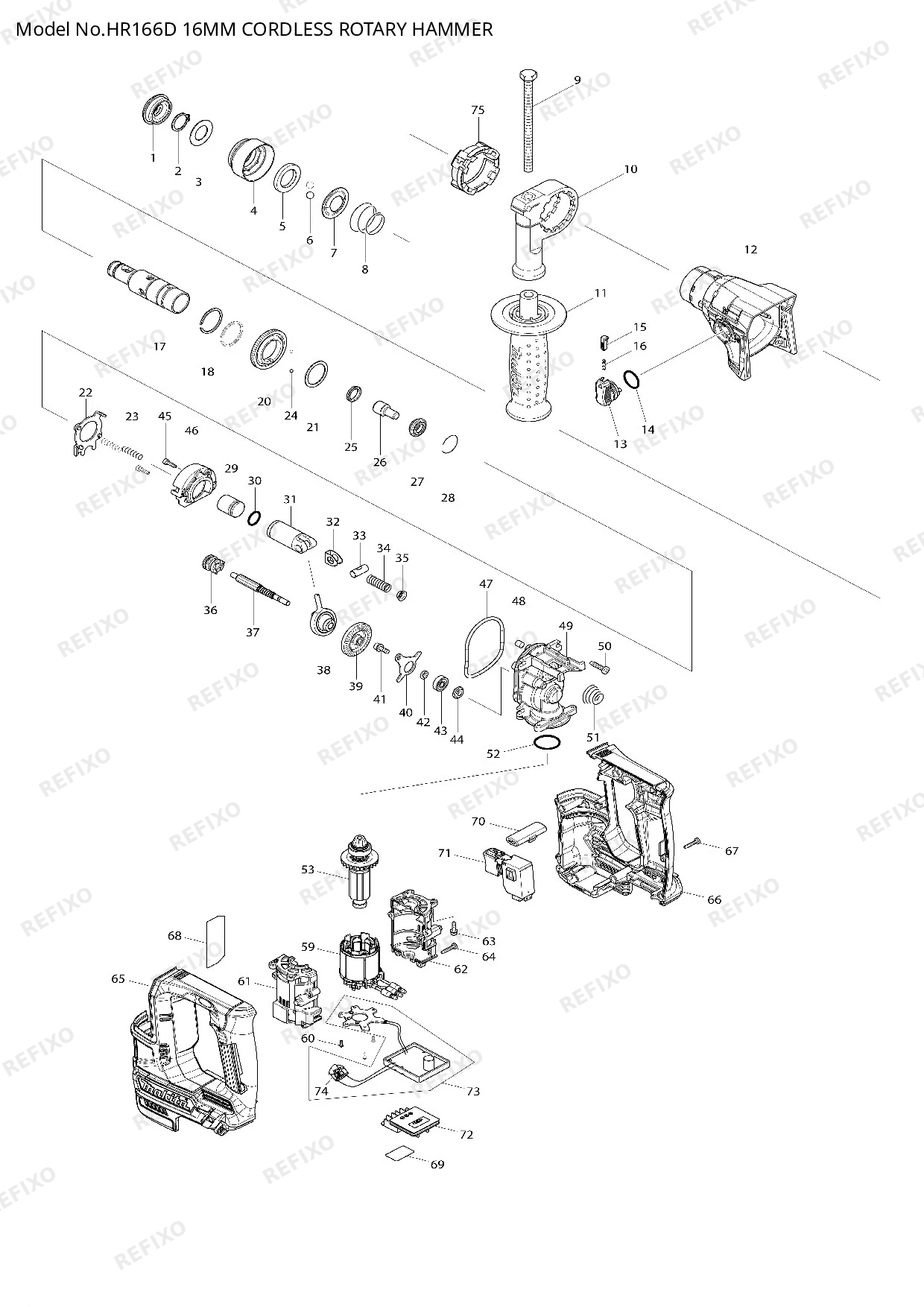 MAKITA HR166D — схема запчастей