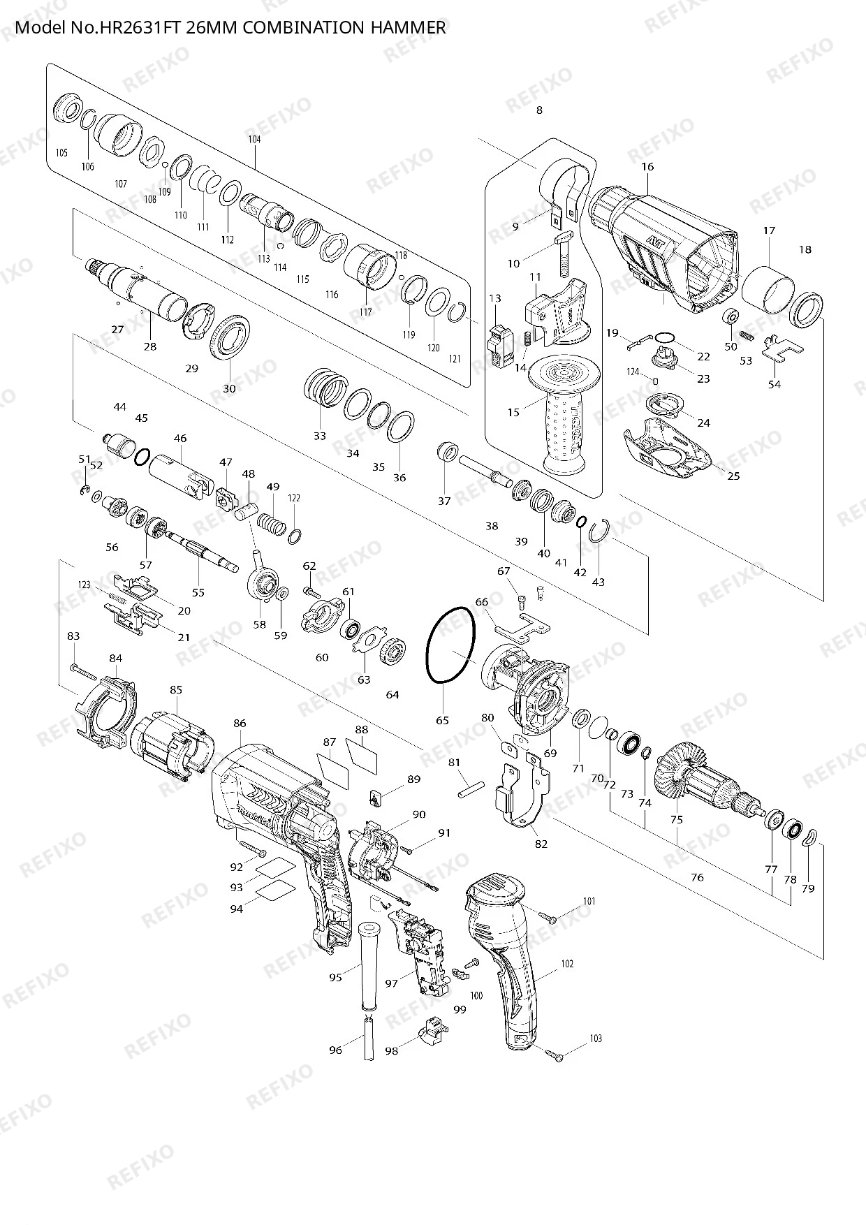 MAKITA HR2631FT — схема запчастей