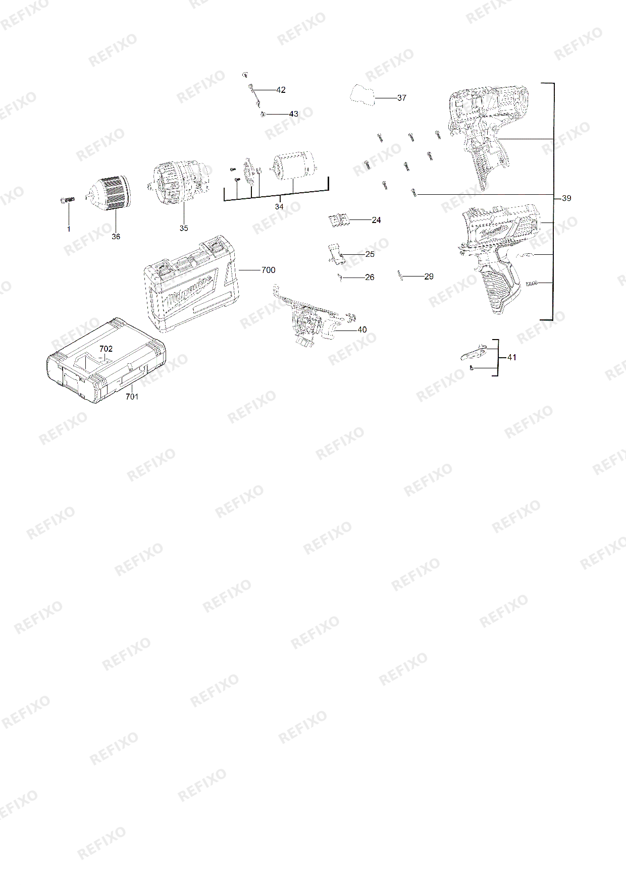 MILWAUKEE M12BDD 0 4933441930 4000441916 — схема запчастей