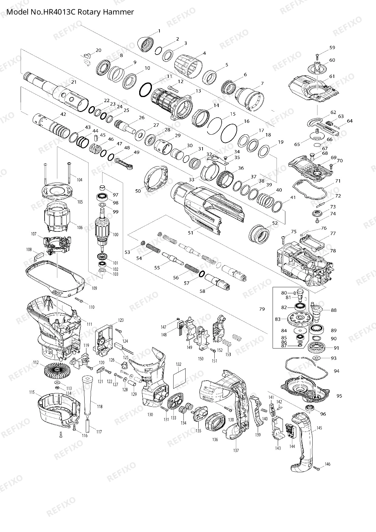 MAKITA HR4013C — схема запчастей