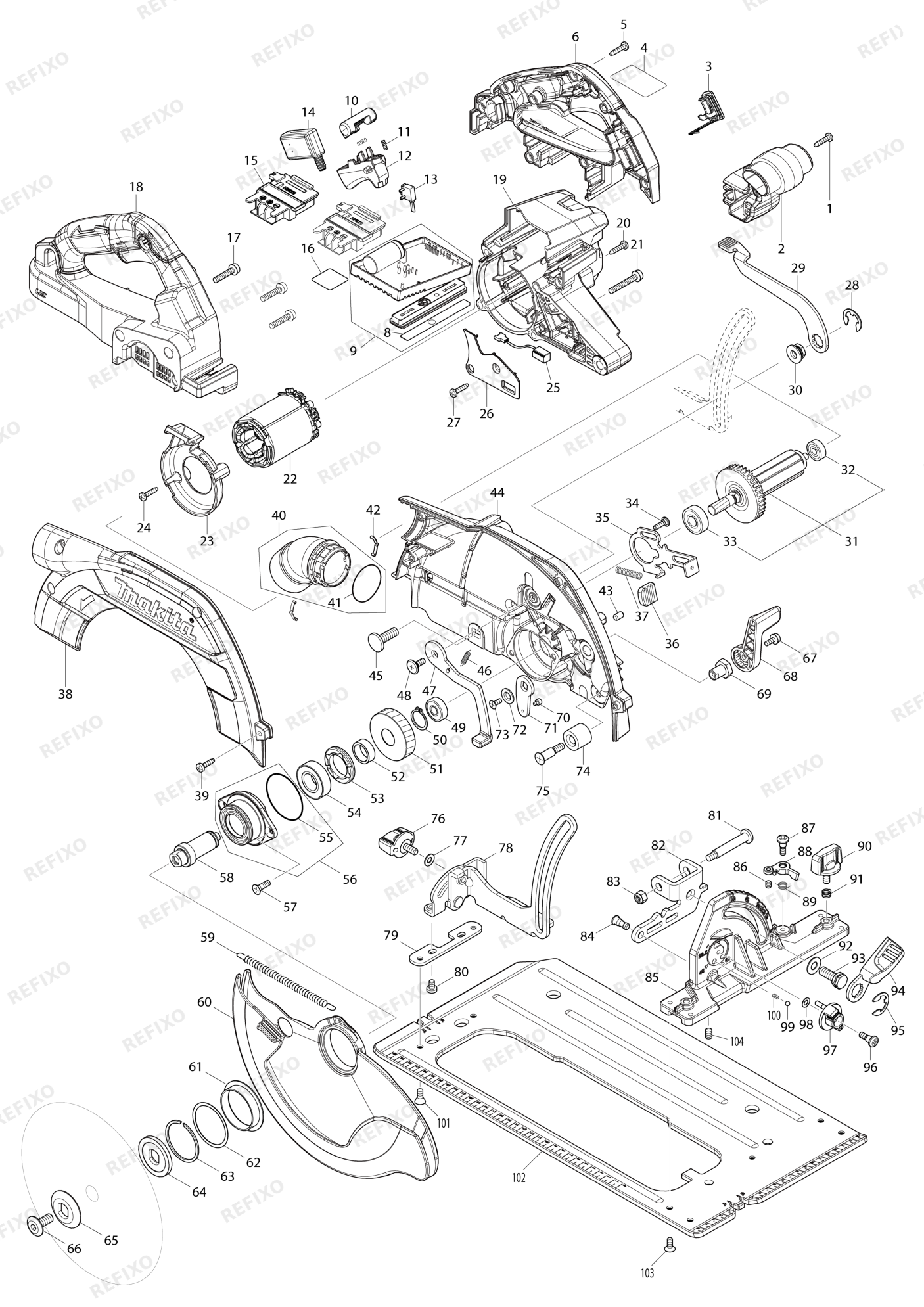 MAKITA DHS901 — схема запчастей