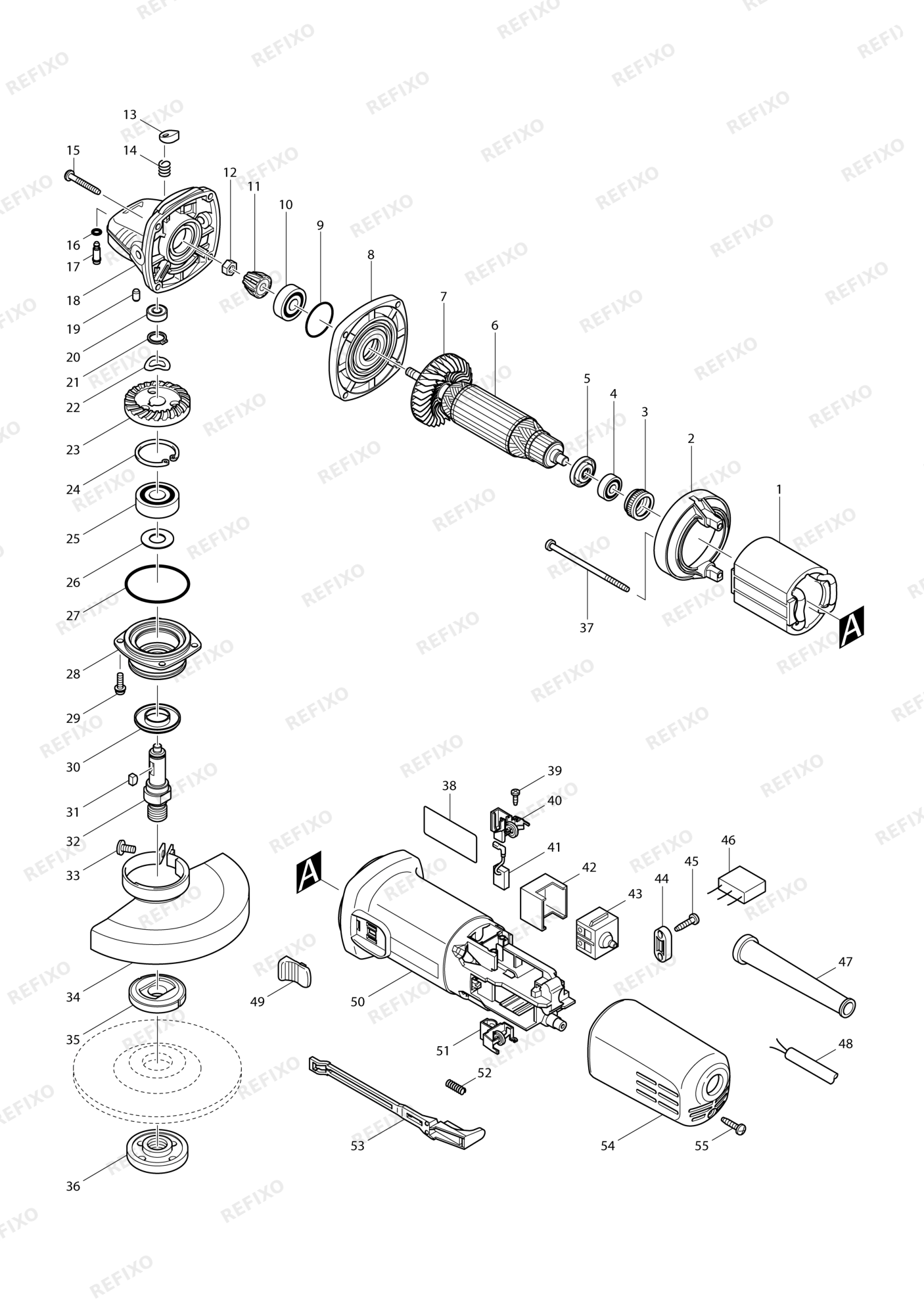 MAKITA 9558NB — схема запчастей