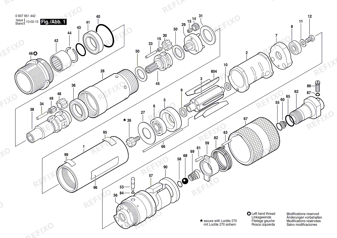 Bosch Einbaumotor 370 WATT-SERIE (0 607 951 442) — схема запчастей
