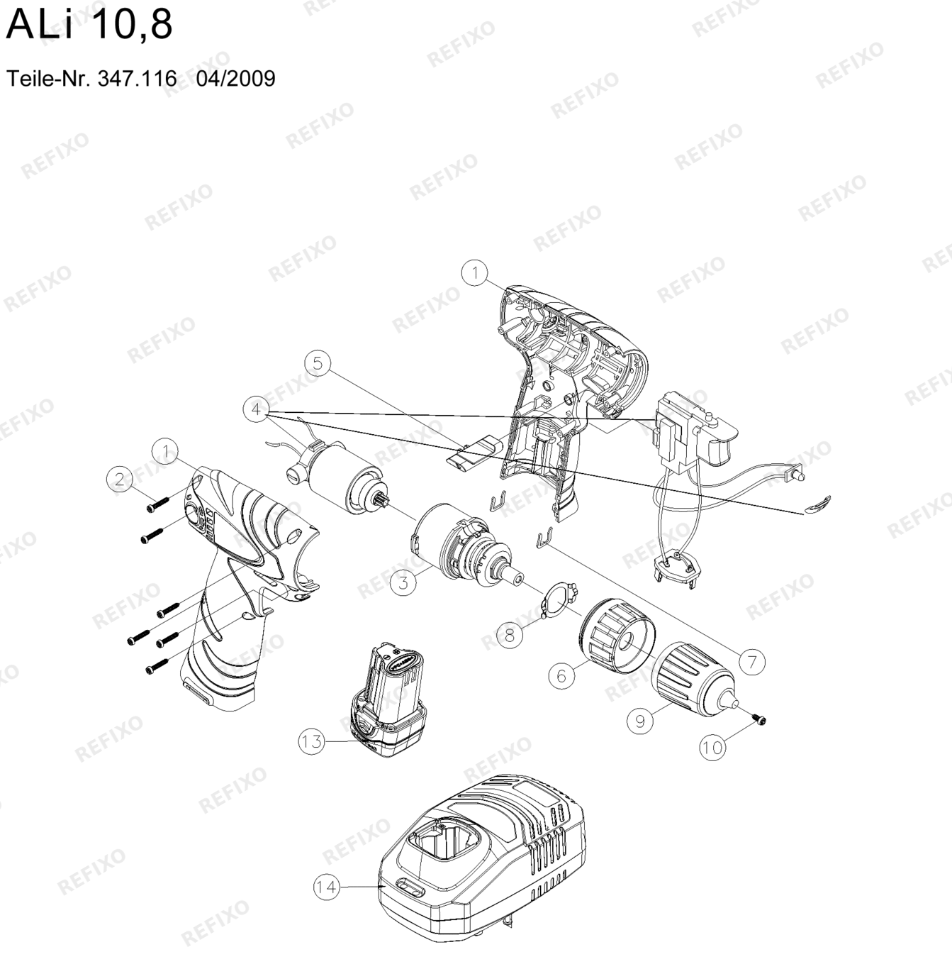Flex Ali 108 Akkubohrschrauber 335509 — схема запчастей