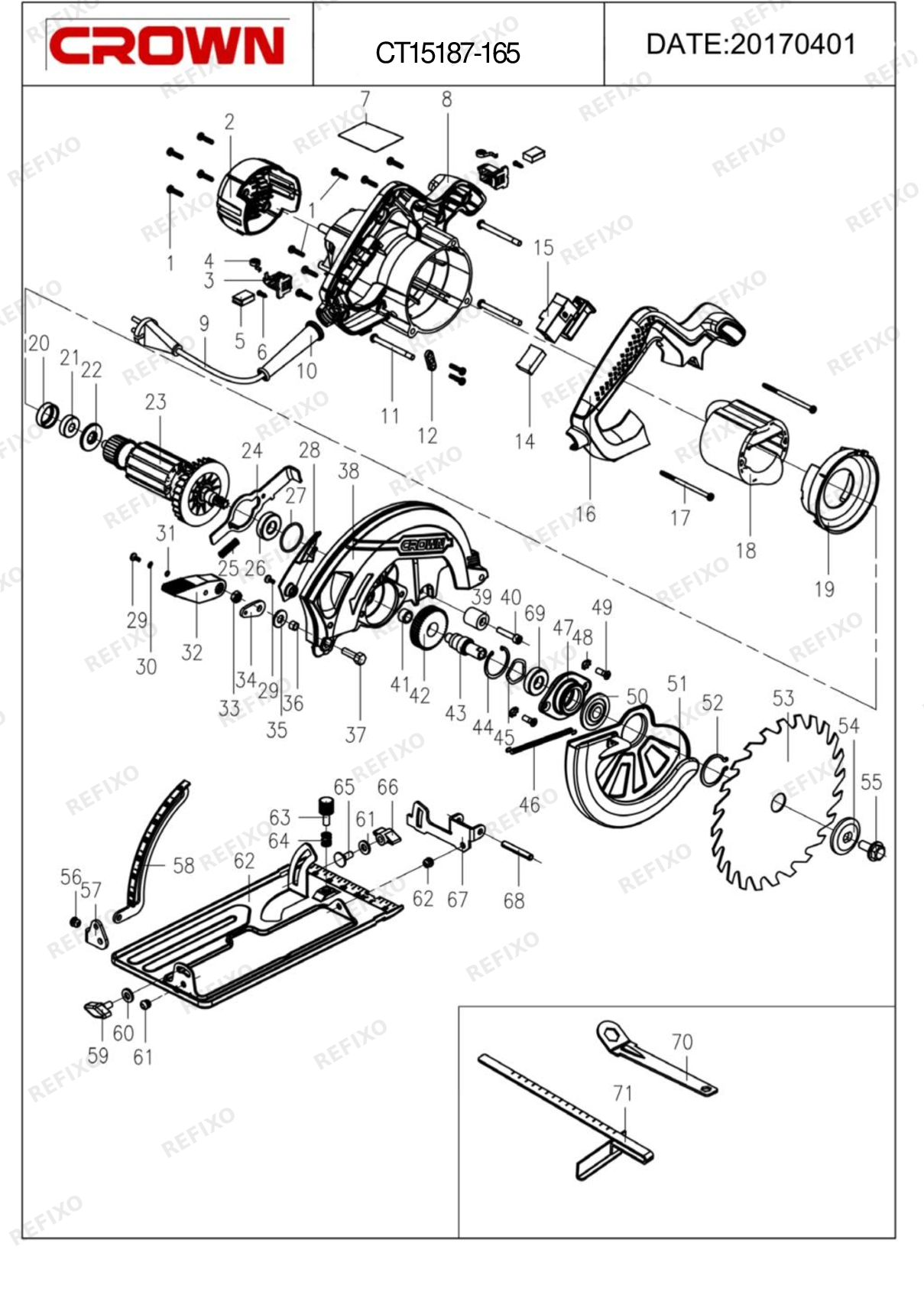 CROWN CT15187 165 — схема запчастей