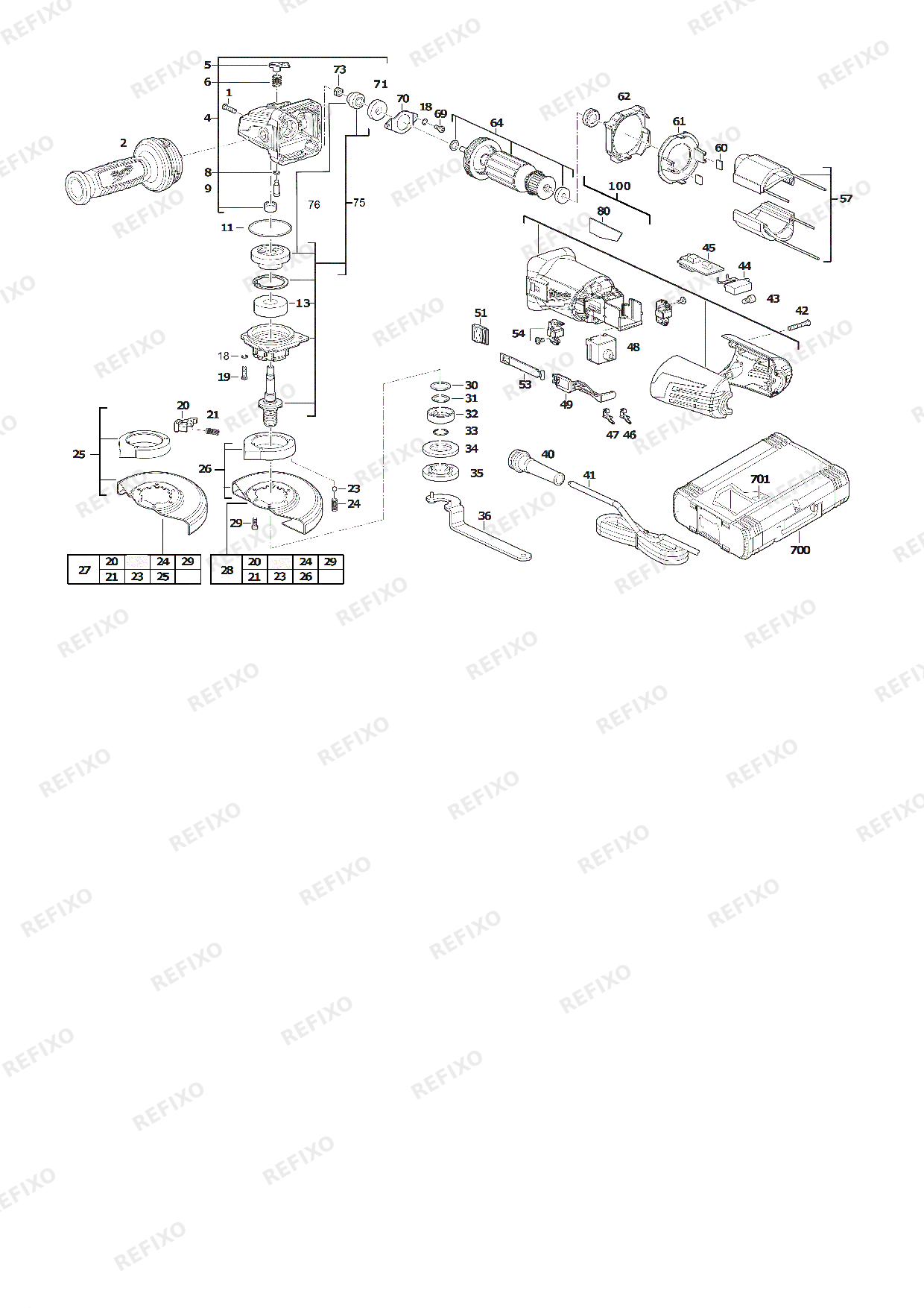 MILWAUKEE AGV12 125X 4933428085 4000458618 — схема запчастей