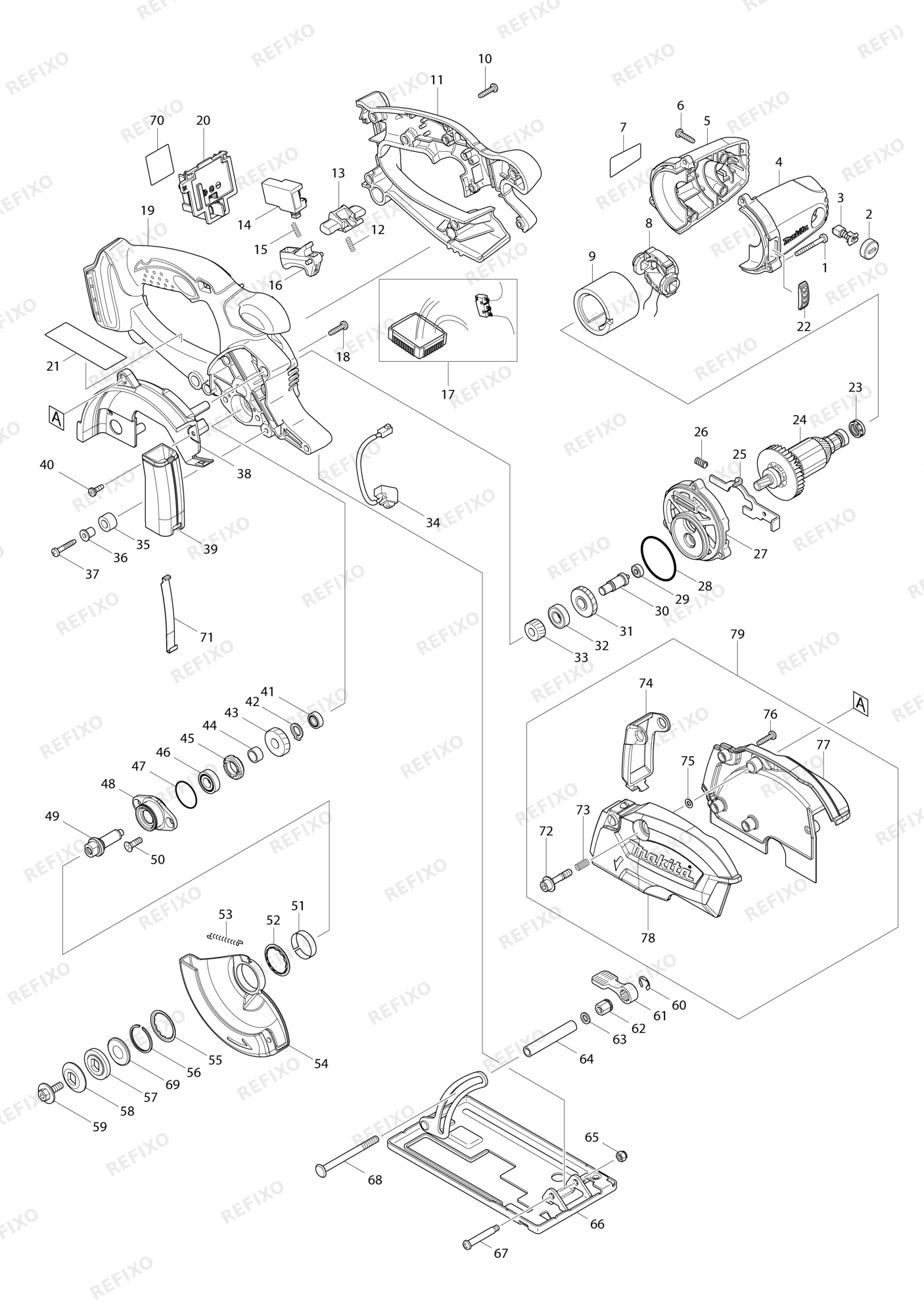 MAKITA DCS552 — схема запчастей