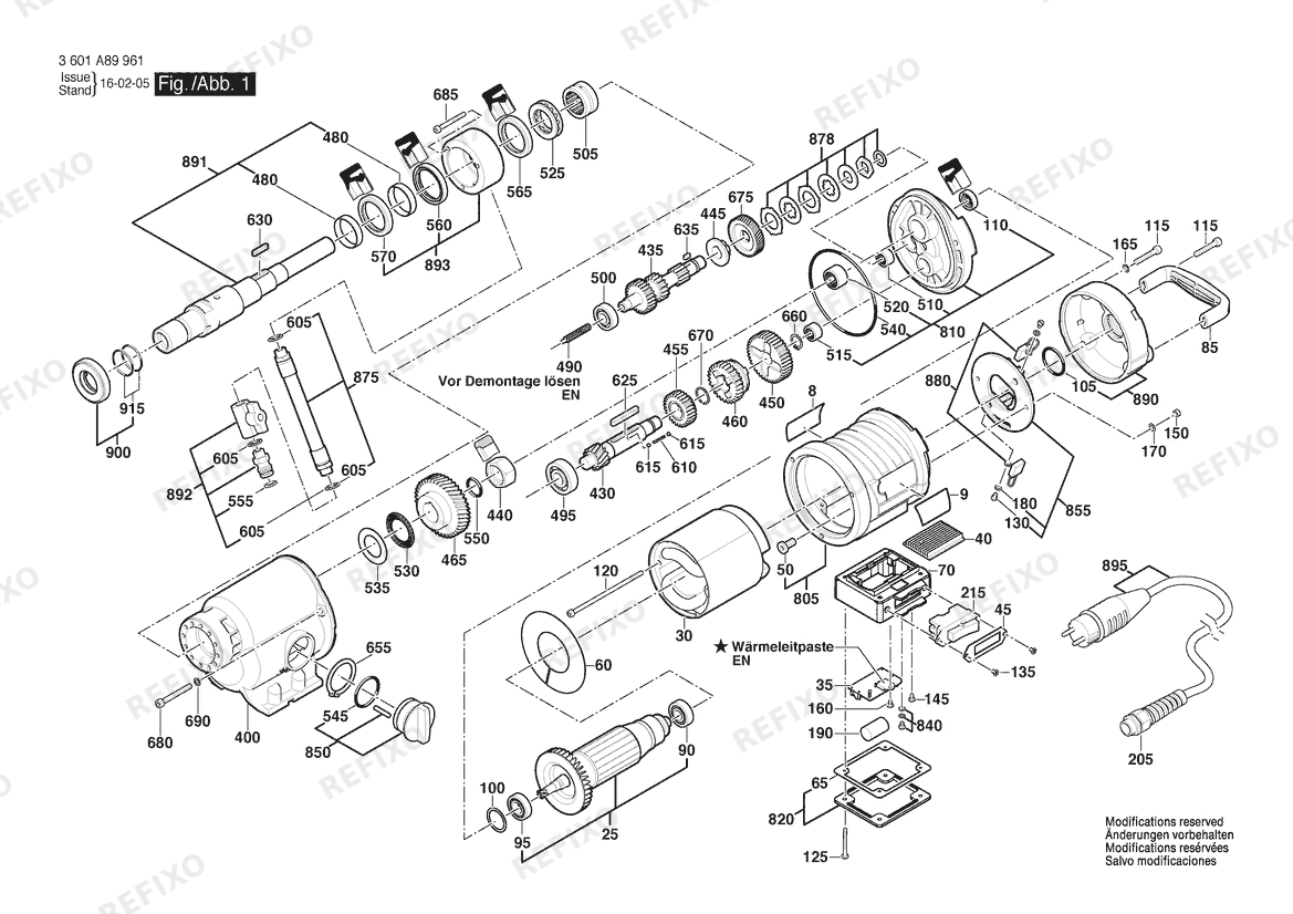 Bosch Diamantbohrmaschine GDB 350 WE | 110 V | 036 - GB (3 601 A89 961) — схема запчастей