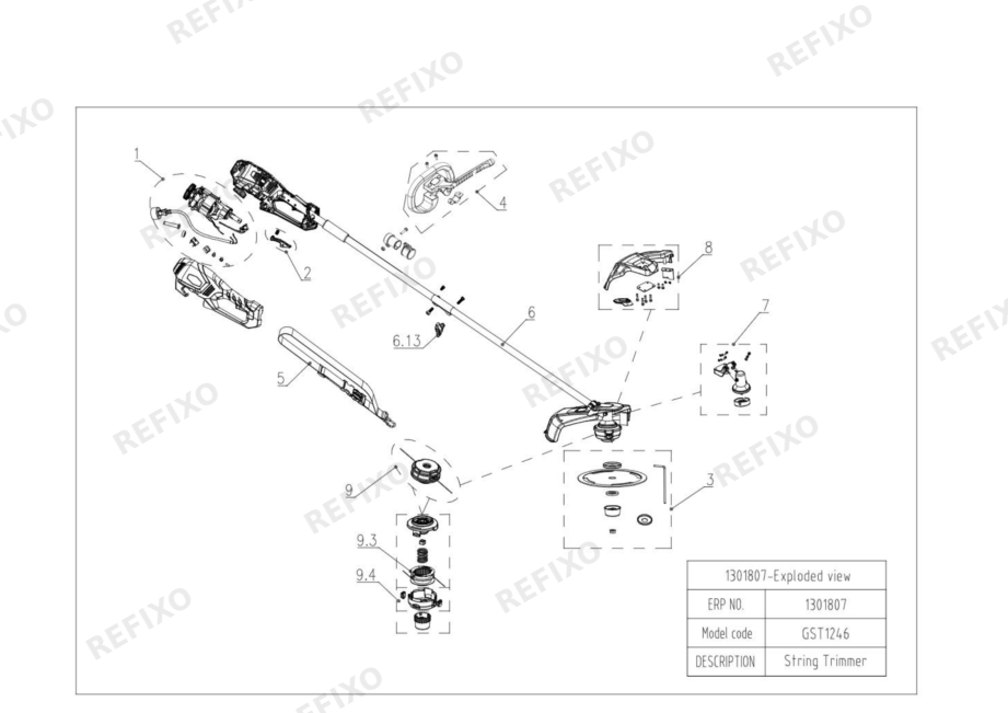 Greenworks 1301807 New Exploded view — схема запчастей