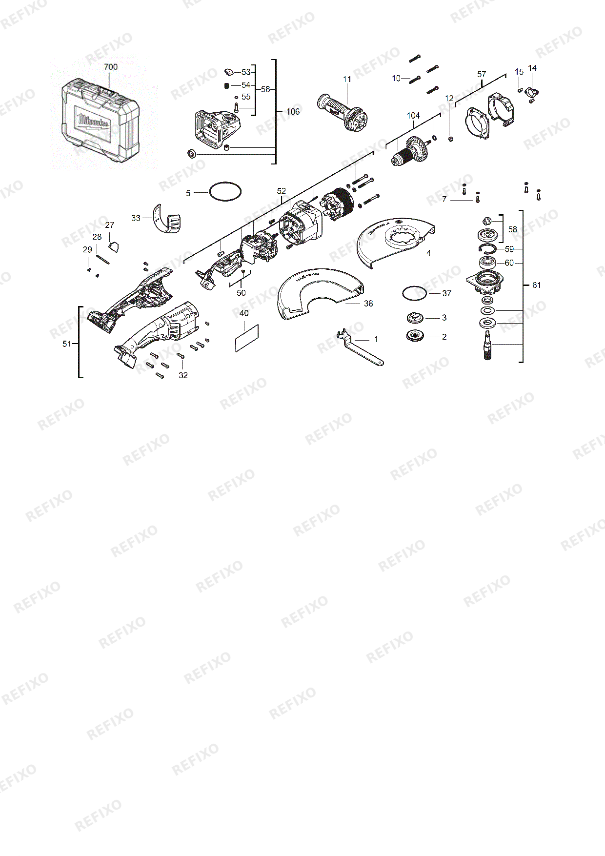 MILWAUKEE M18ONEFLAG230XPDB 0 4933478781 4000483568 — схема запчастей