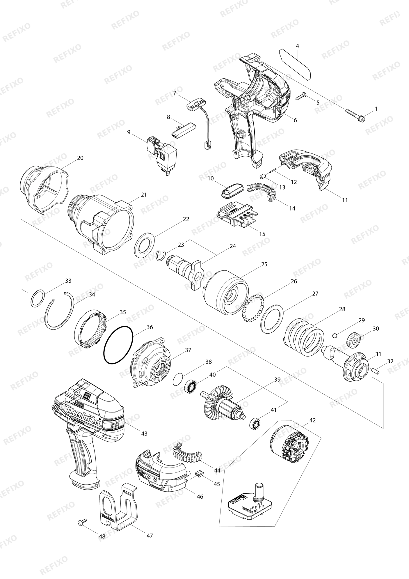 MAKITA DTW1001 — схема запчастей