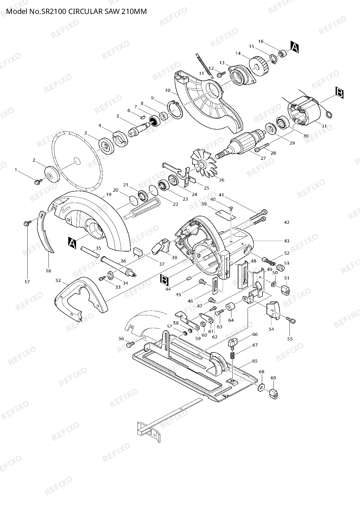 MAKITA SR2100 — схема запчастей