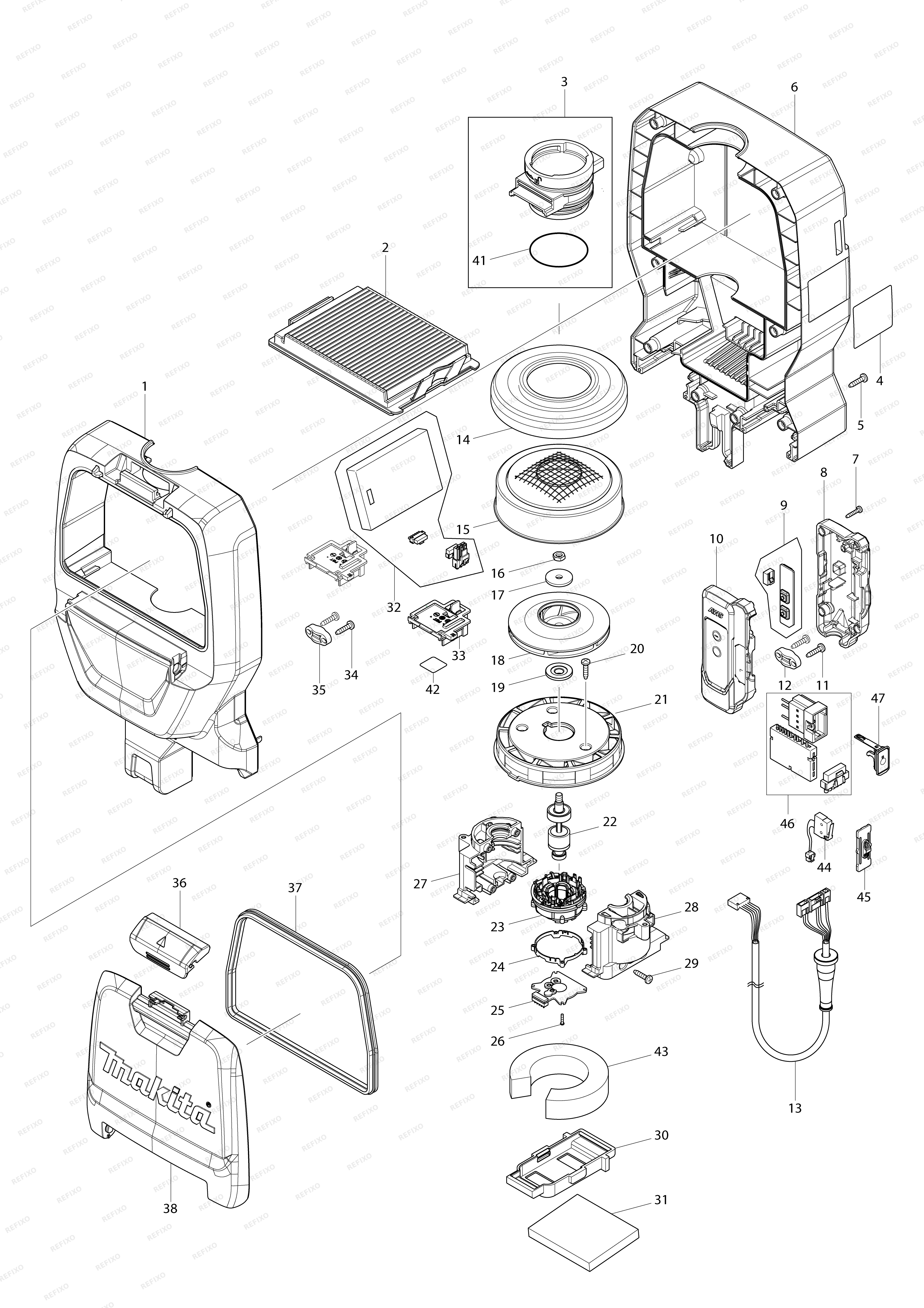 MAKITA DVC265 — схема запчастей
