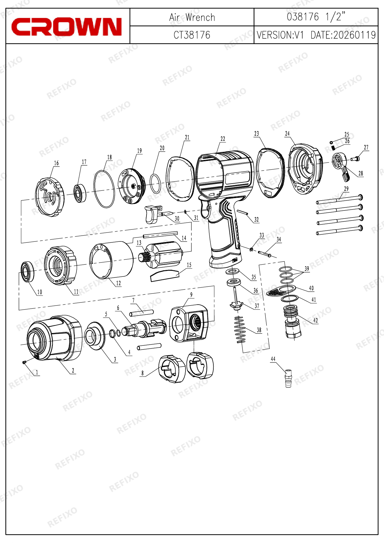 CROWN CT38176 — схема запчастей