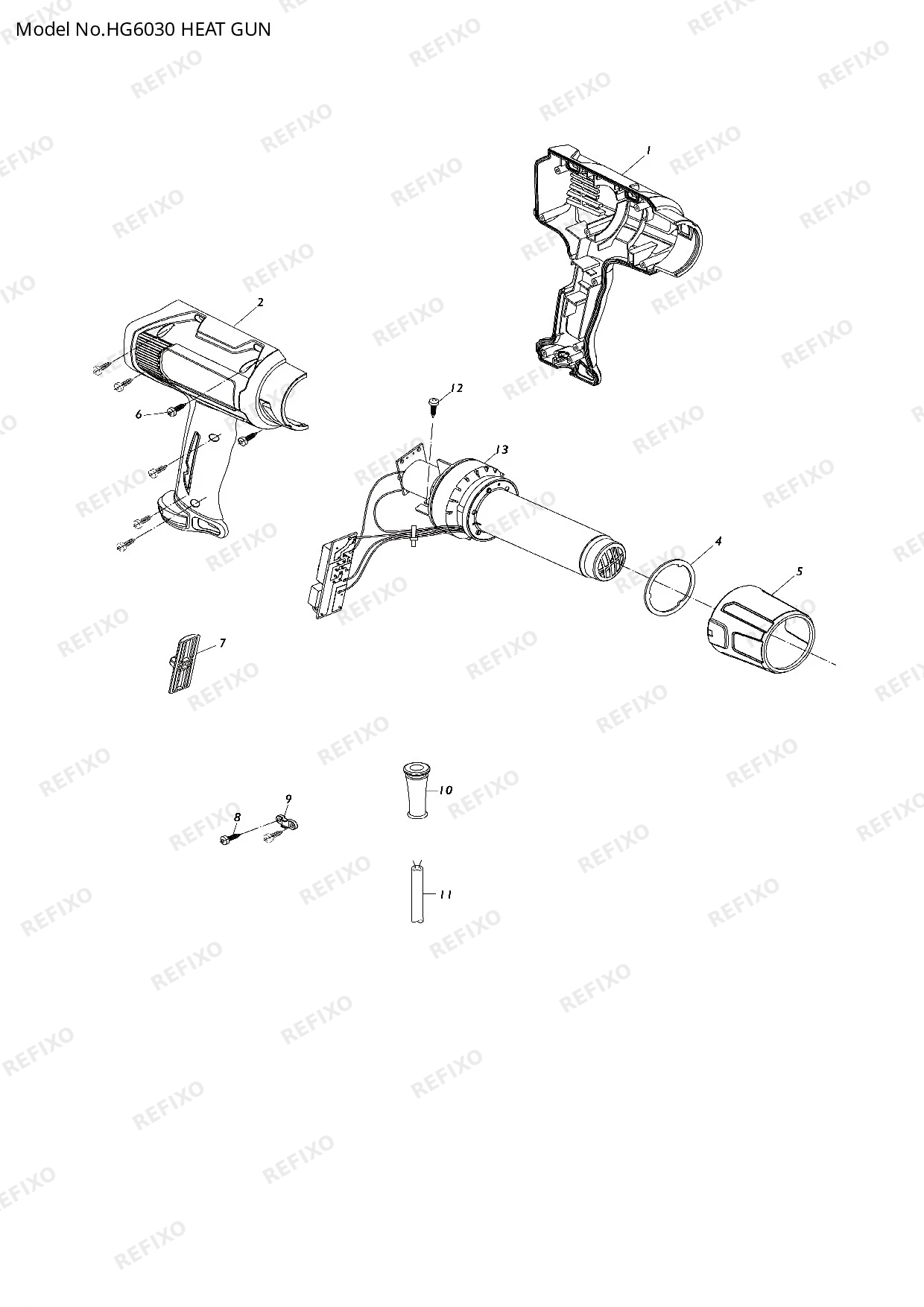 MAKITA HG6030 — схема запчастей