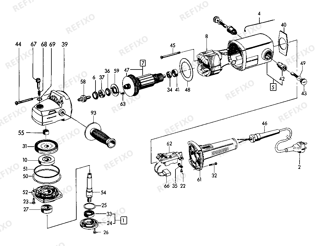 Flex L 1302 Winkelpolierer — схема запчастей