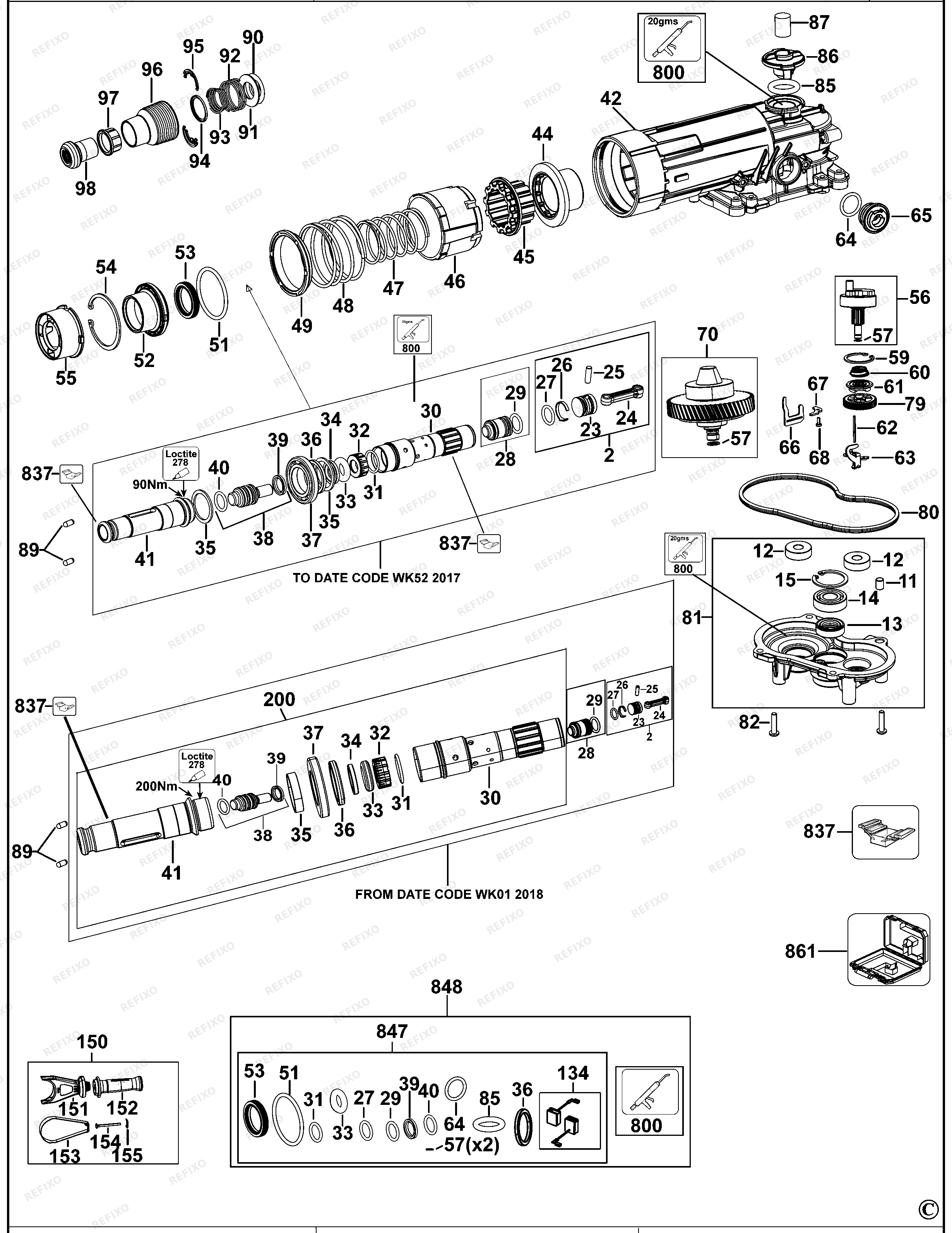 DeWalt КОМБИНИРОВАННЫЙ ПЕРФОРАТОР D25481 — схема запчастей