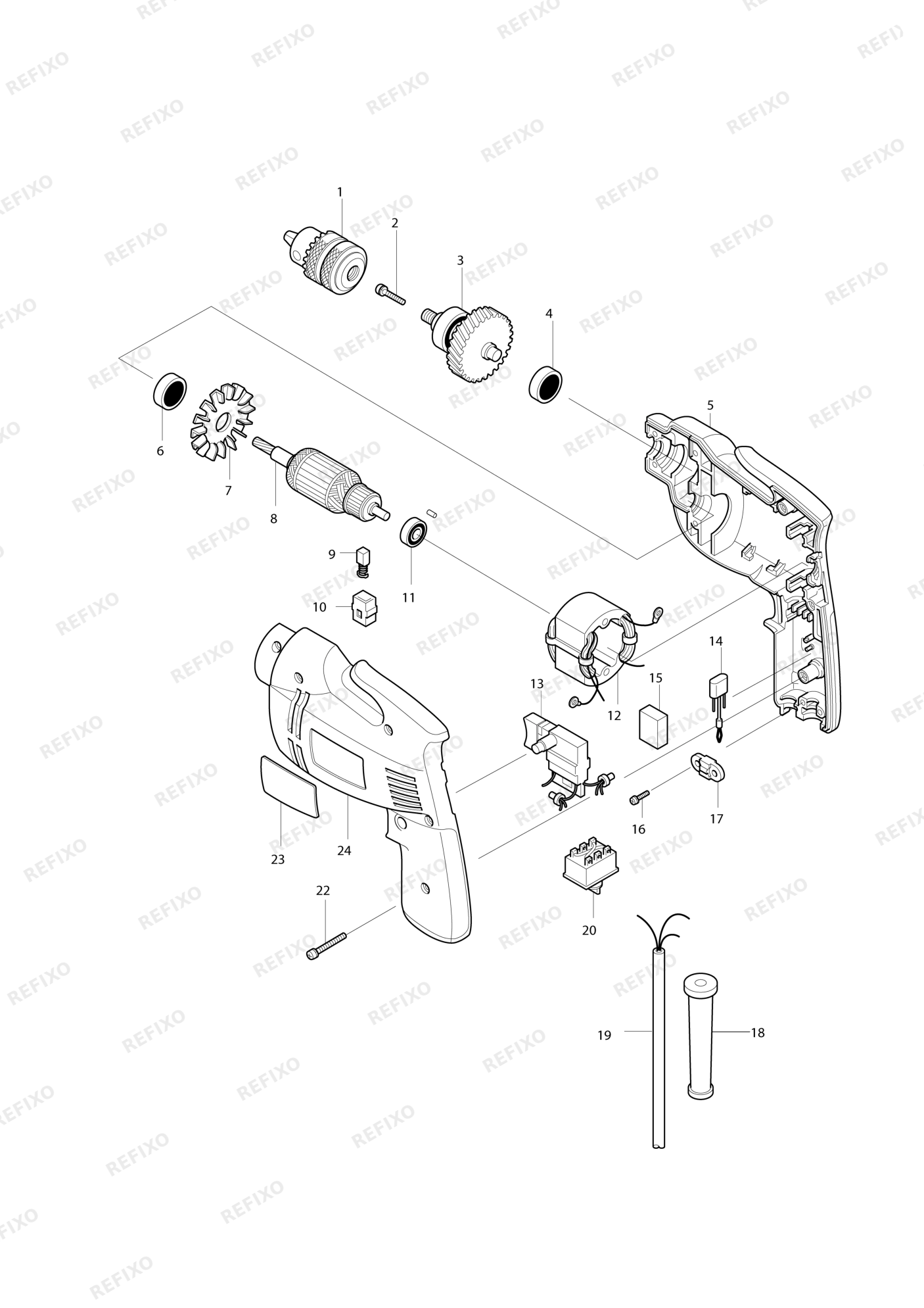 MAKITA 6010BVR — схема запчастей
