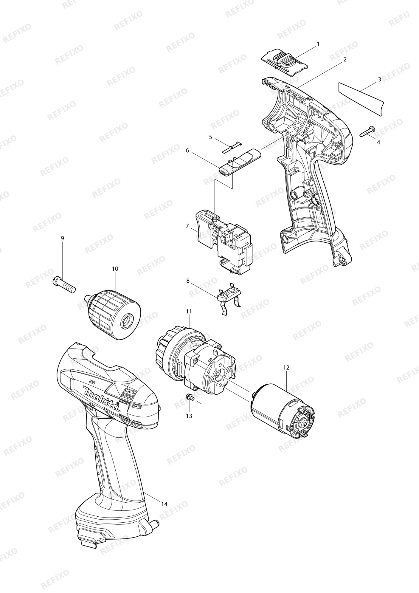 MAKITA 6271D — схема запчастей