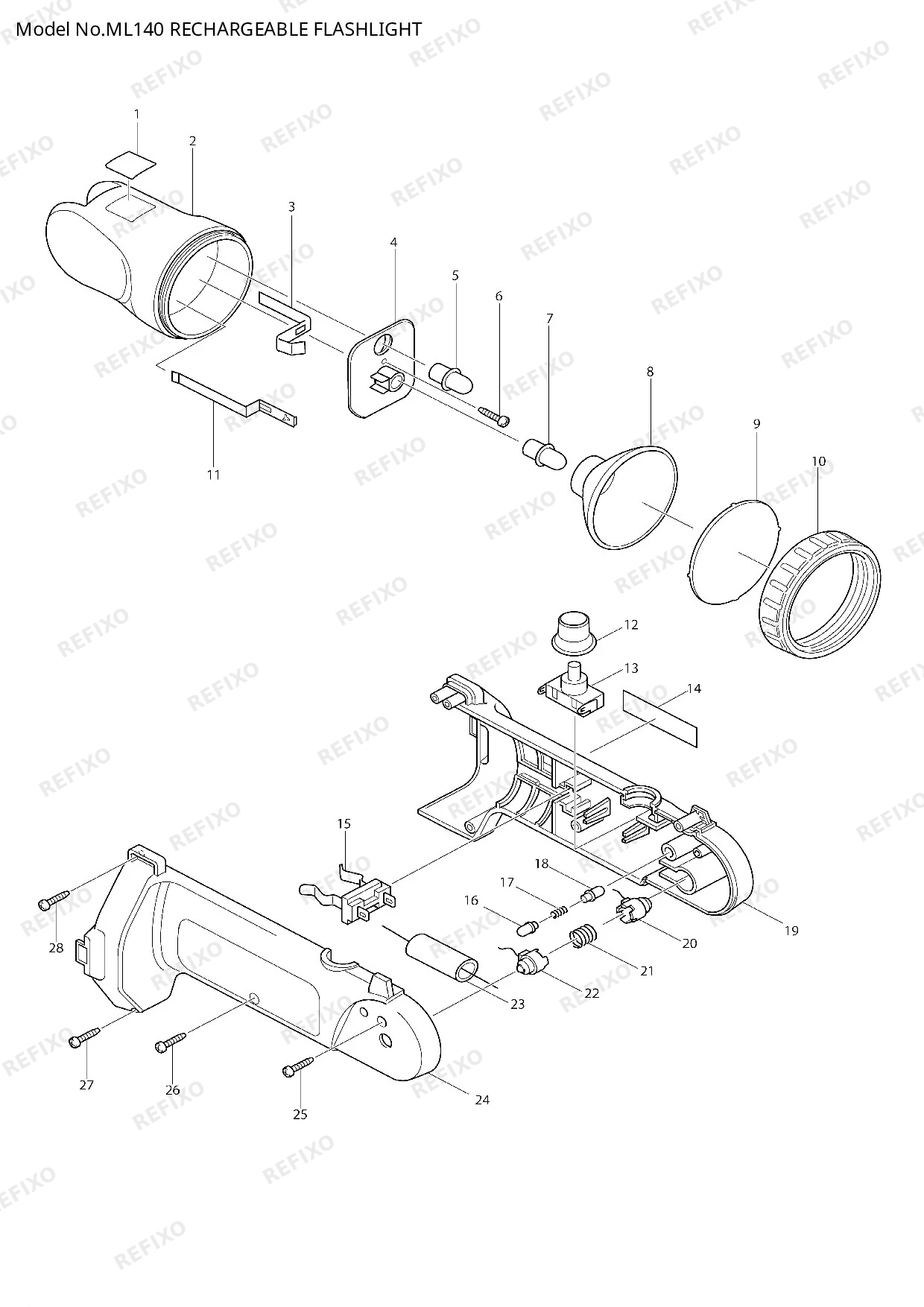 MAKITA ML140 — схема запчастей