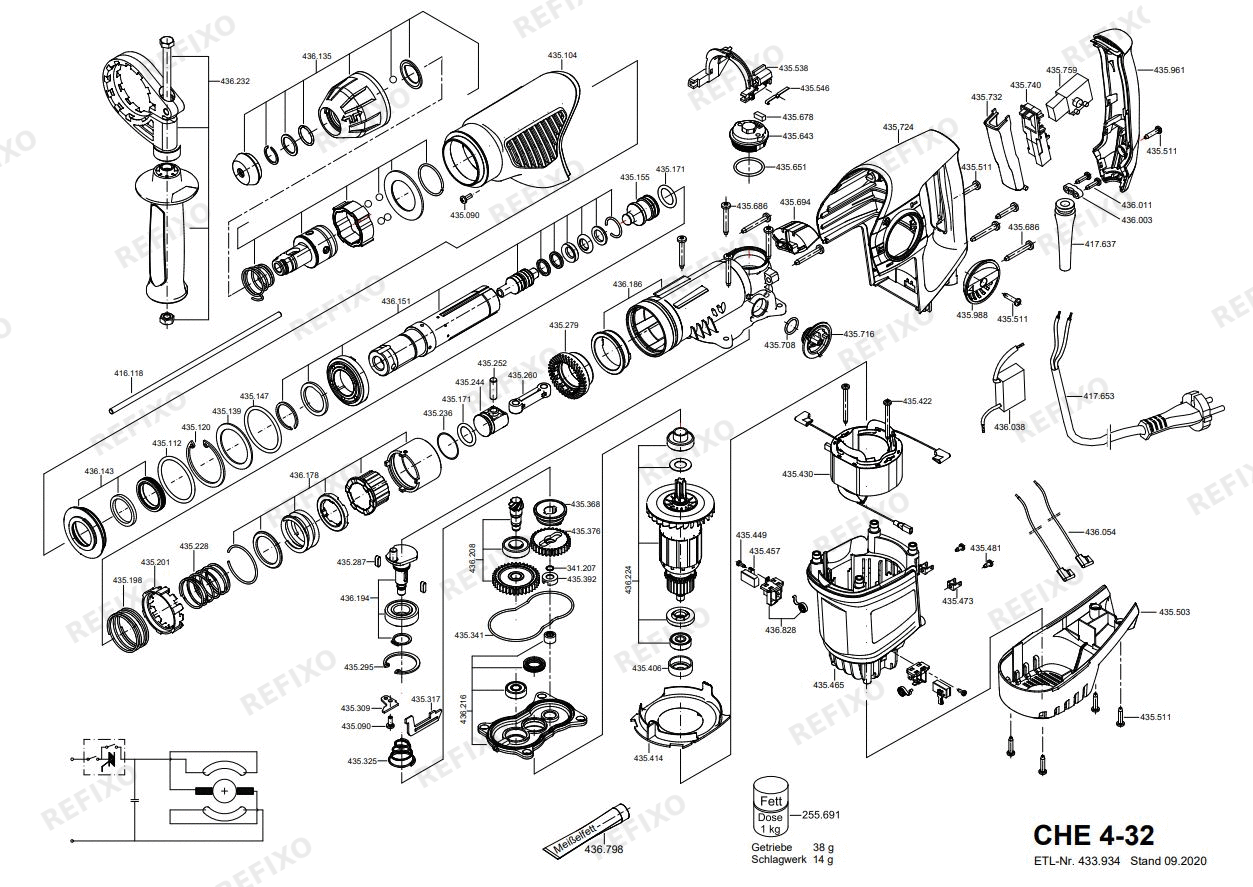 Flex CHE 4-32 SDS-plus 230CEE — схема запчастей