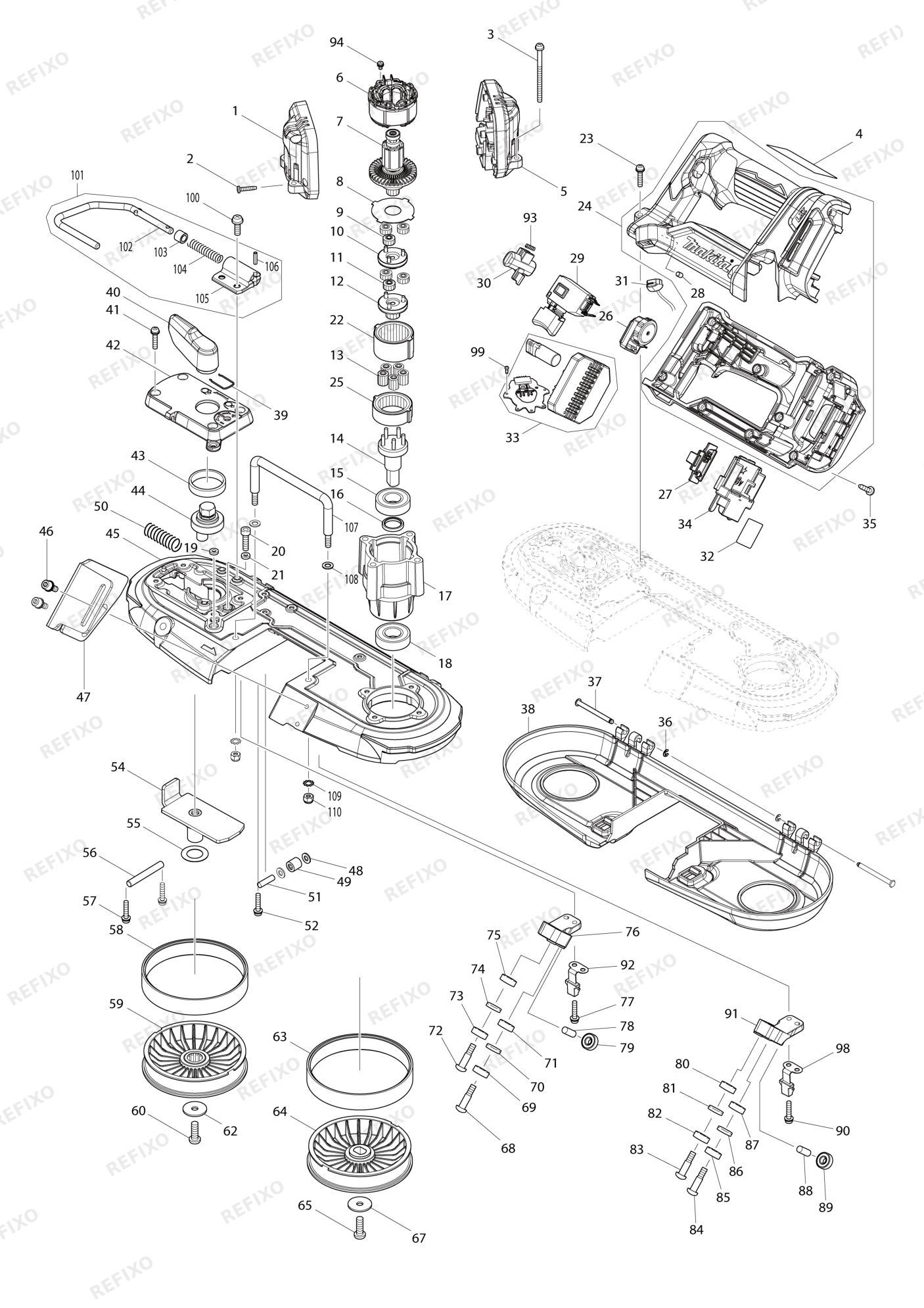 MAKITA DPB183 — схема запчастей