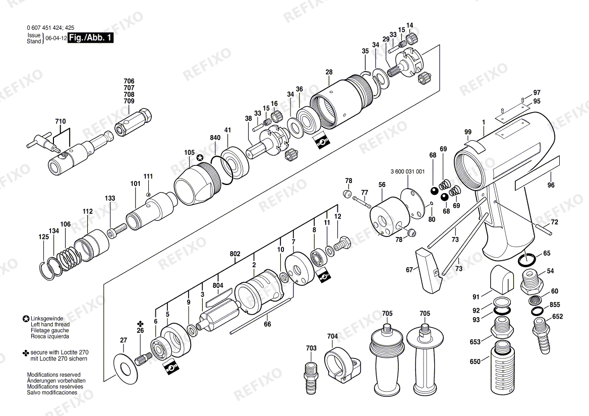 Bosch Gewindeschneider 370 WATT-SERIE (0 607 451 425) — схема запчастей