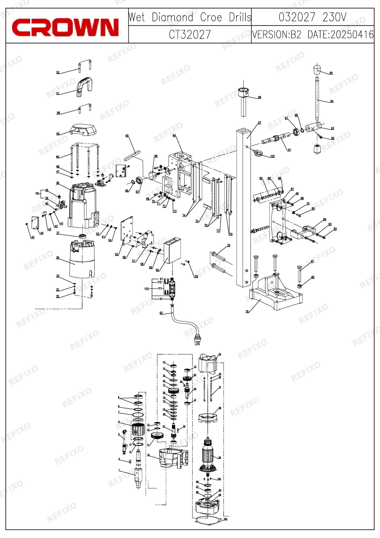 CROWN CT32027 начиная с 05.2025 — схема запчастей