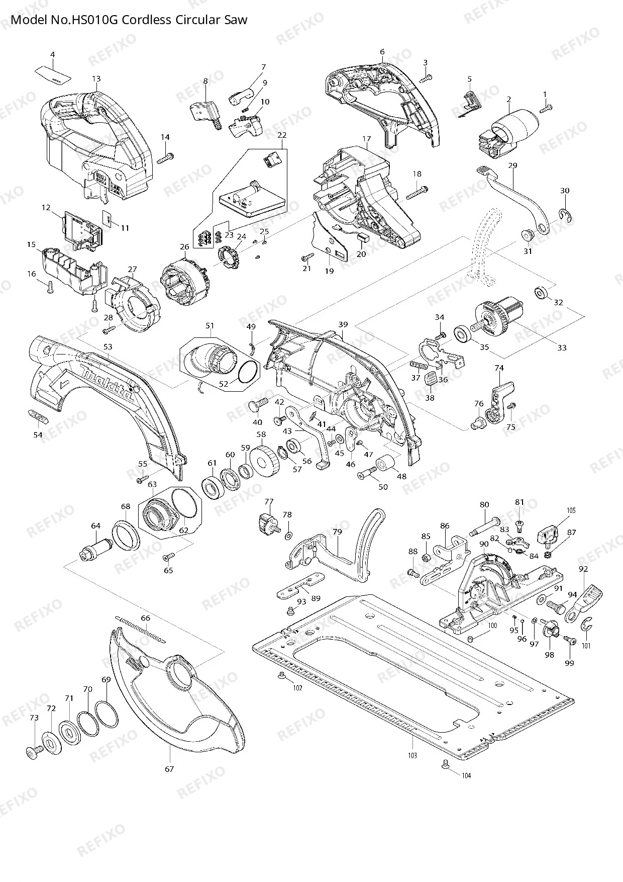 MAKITA HS010G — схема запчастей