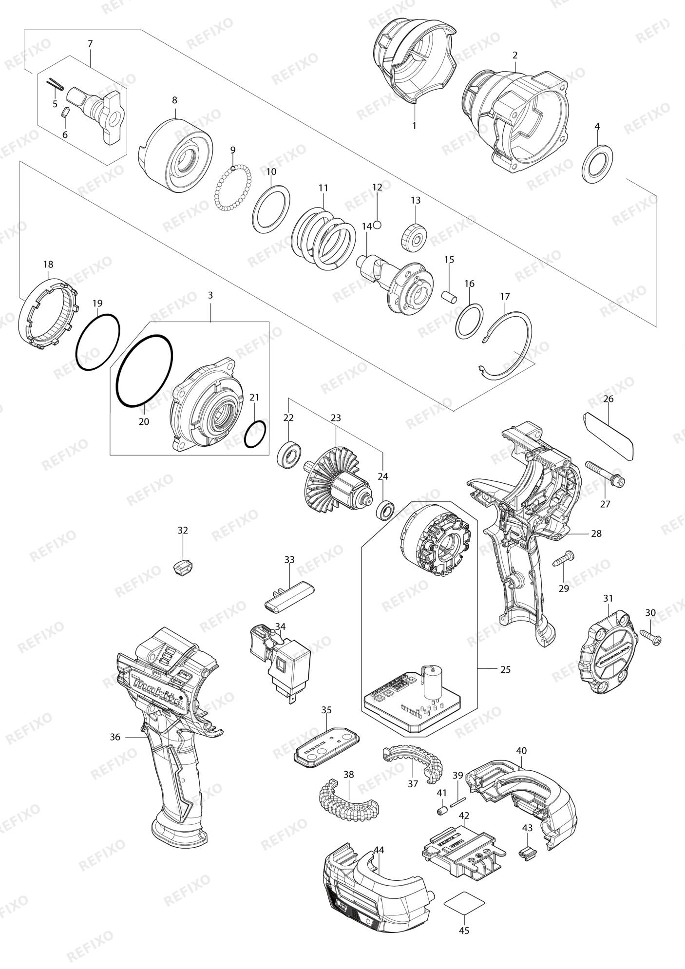 MAKITA DTW701 — схема запчастей