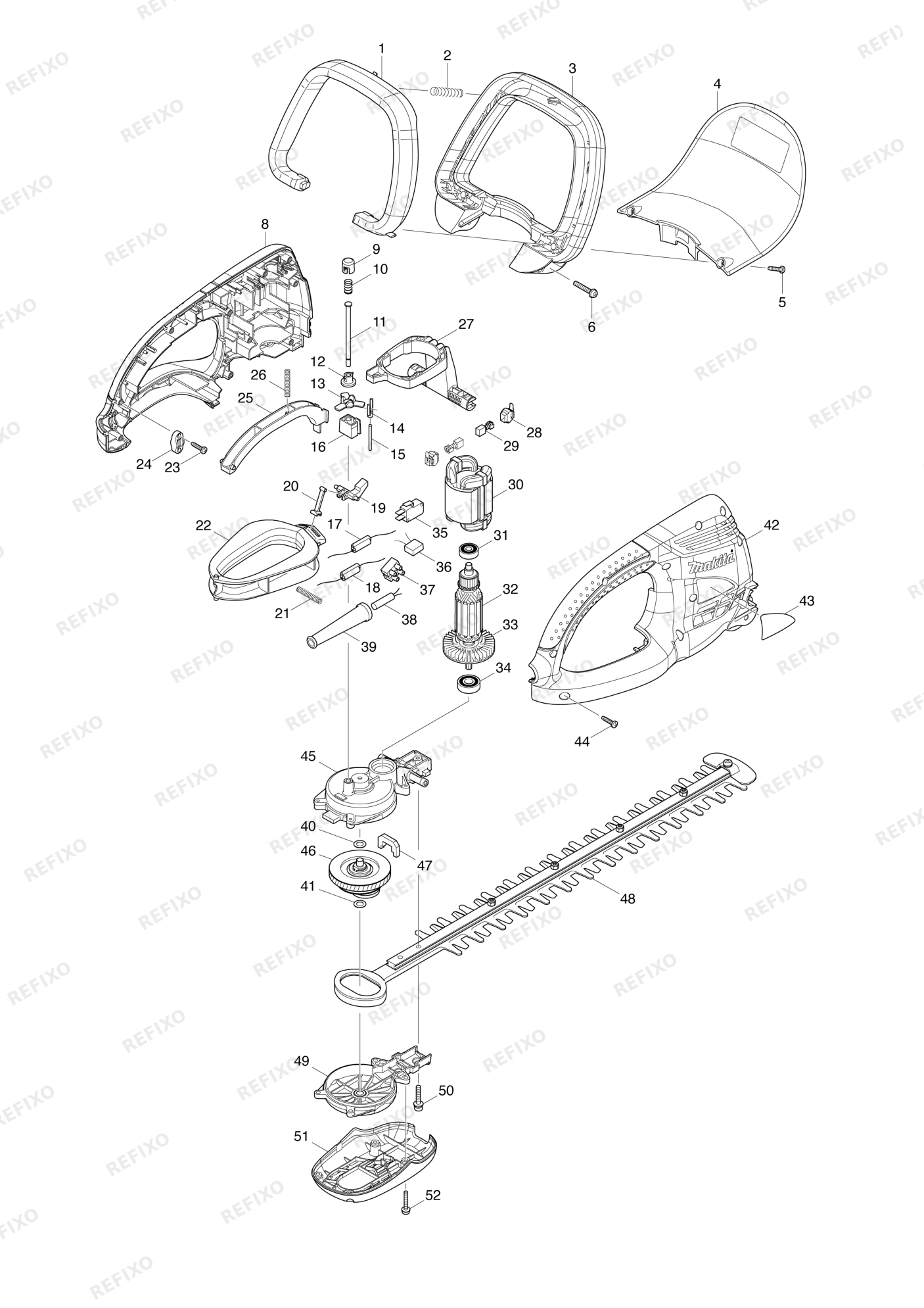 MAKITA UH4570 — схема запчастей