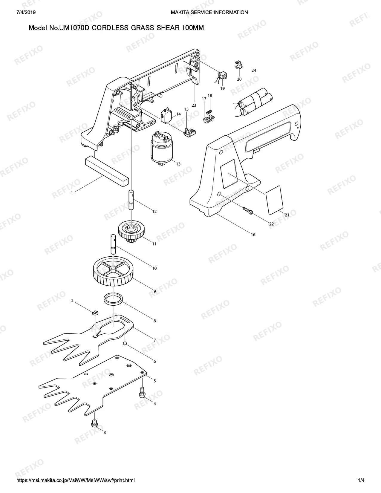 MAKITA UM1070D — схема запчастей