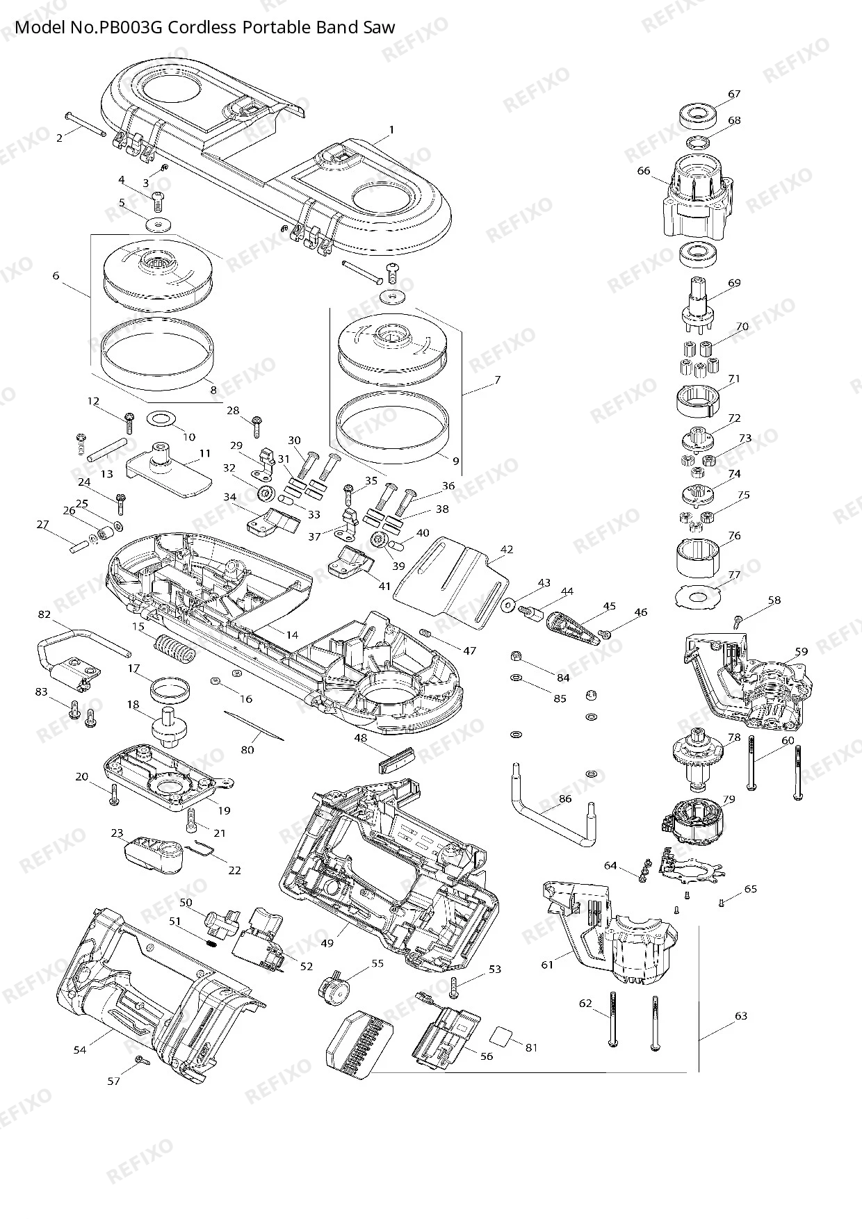 MAKITA PB003G — схема запчастей
