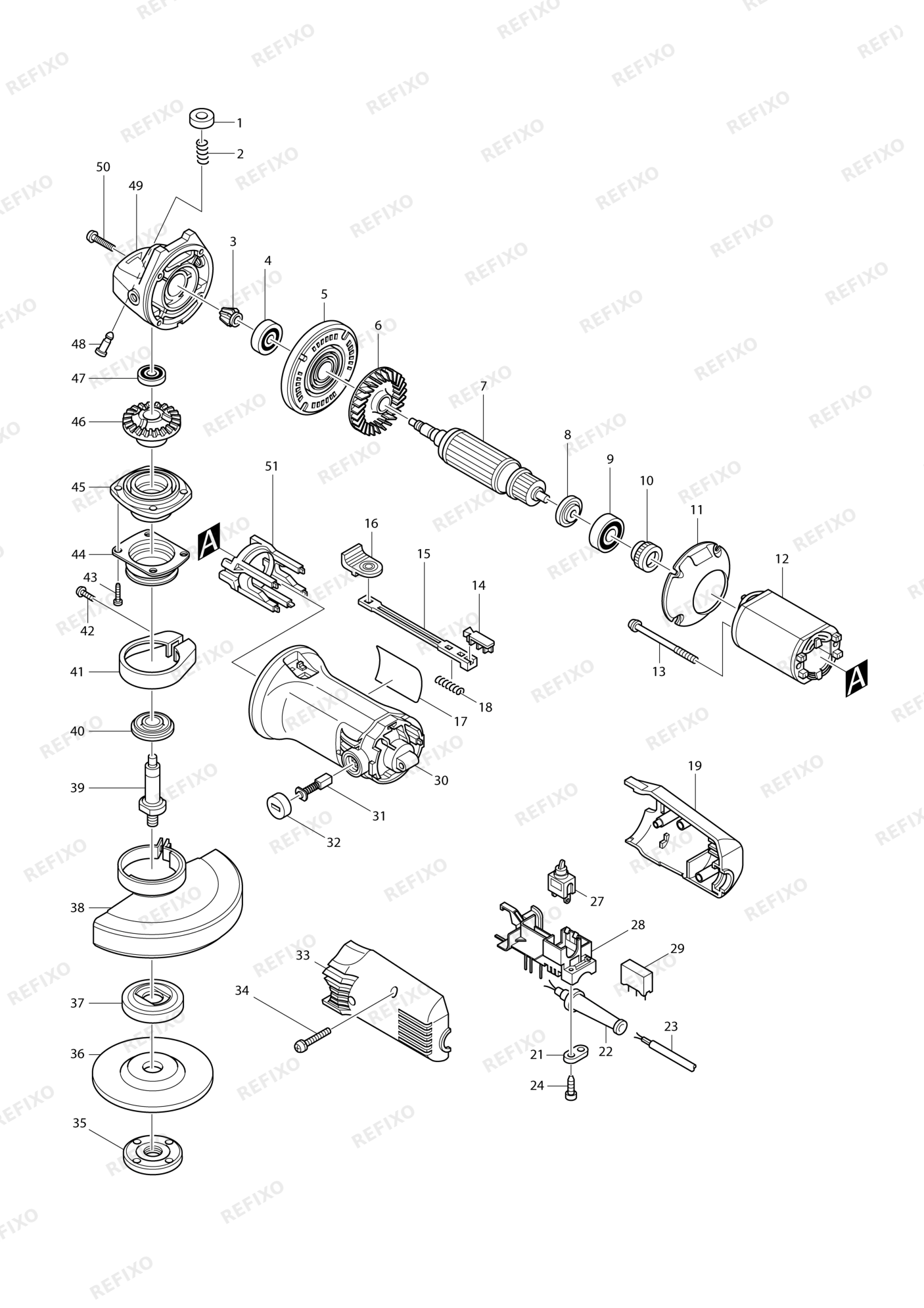 MAKITA 9542 — схема запчастей