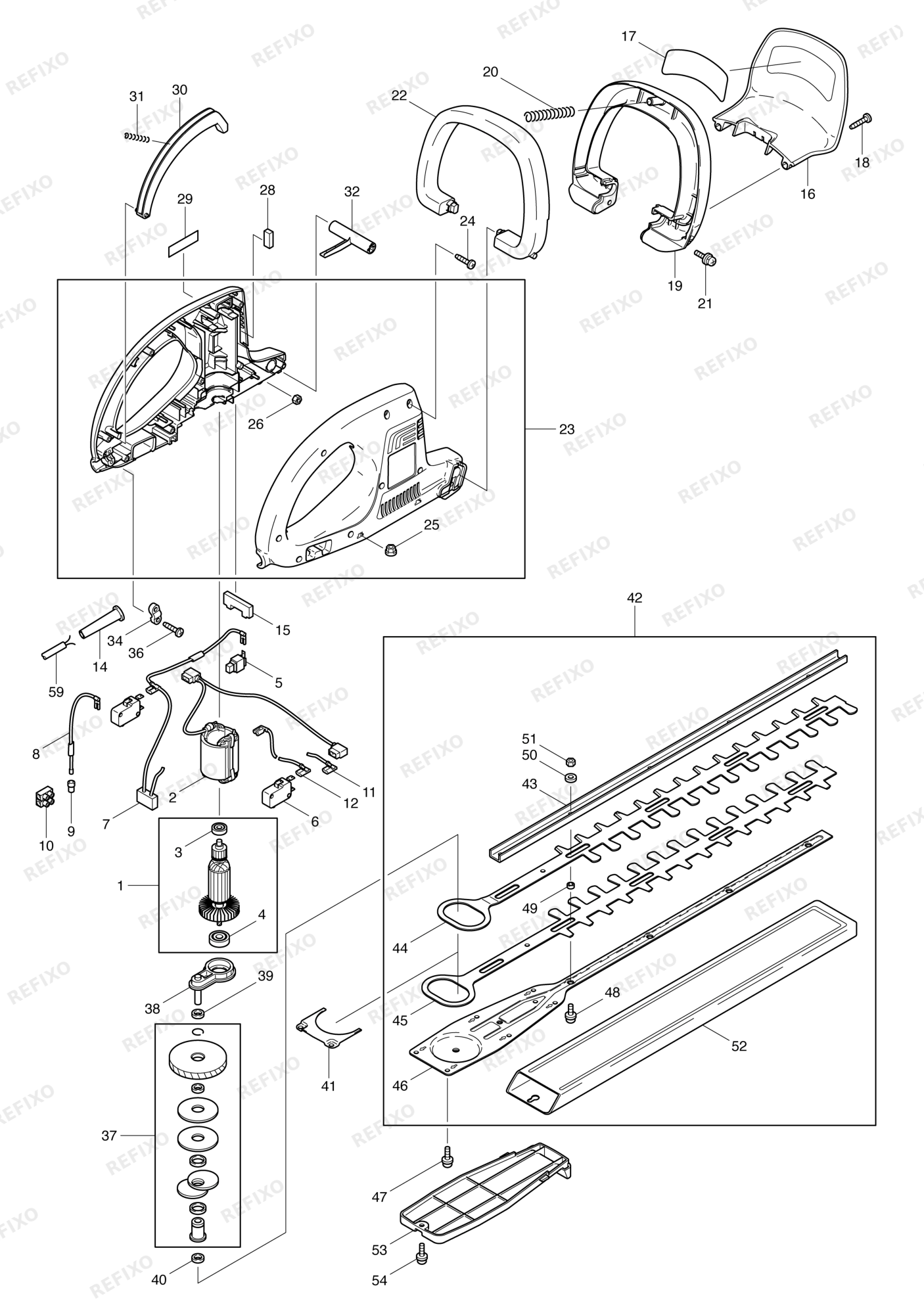 MAKITA UH6350 — схема запчастей