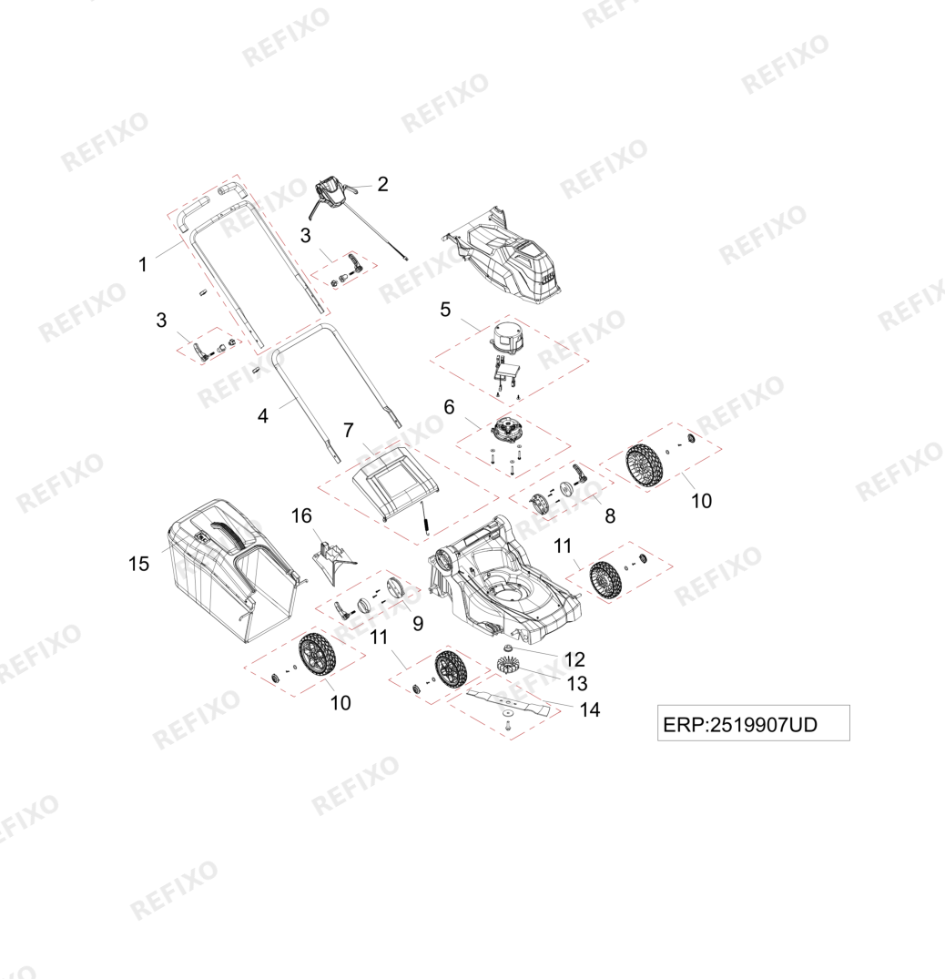 Greenworks 2520907RU -Exploded view — схема запчастей