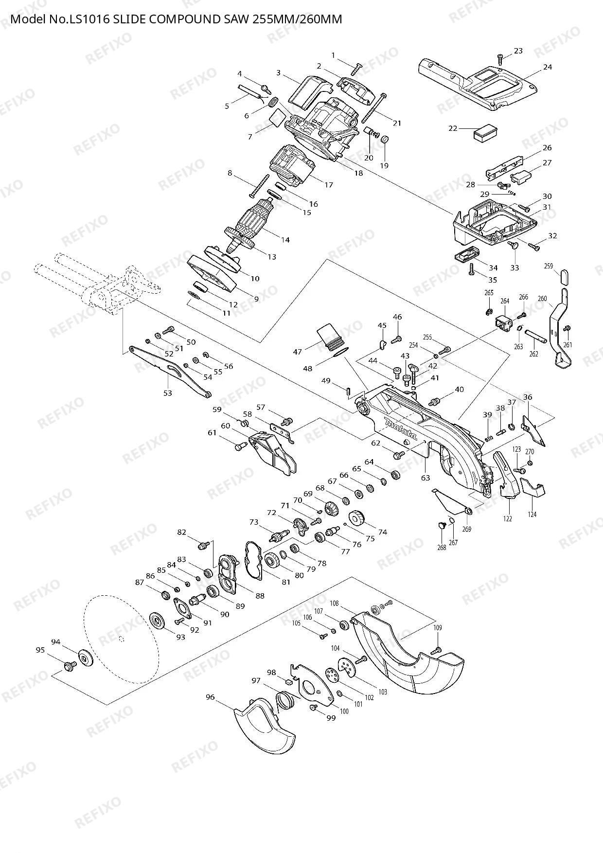 MAKITA LS1016 — схема запчастей