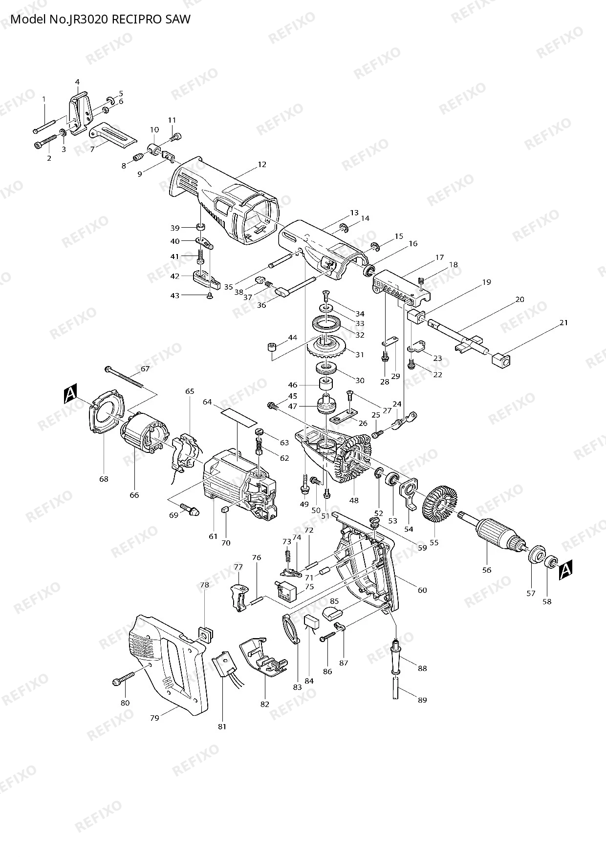 MAKITA JR3020 — схема запчастей