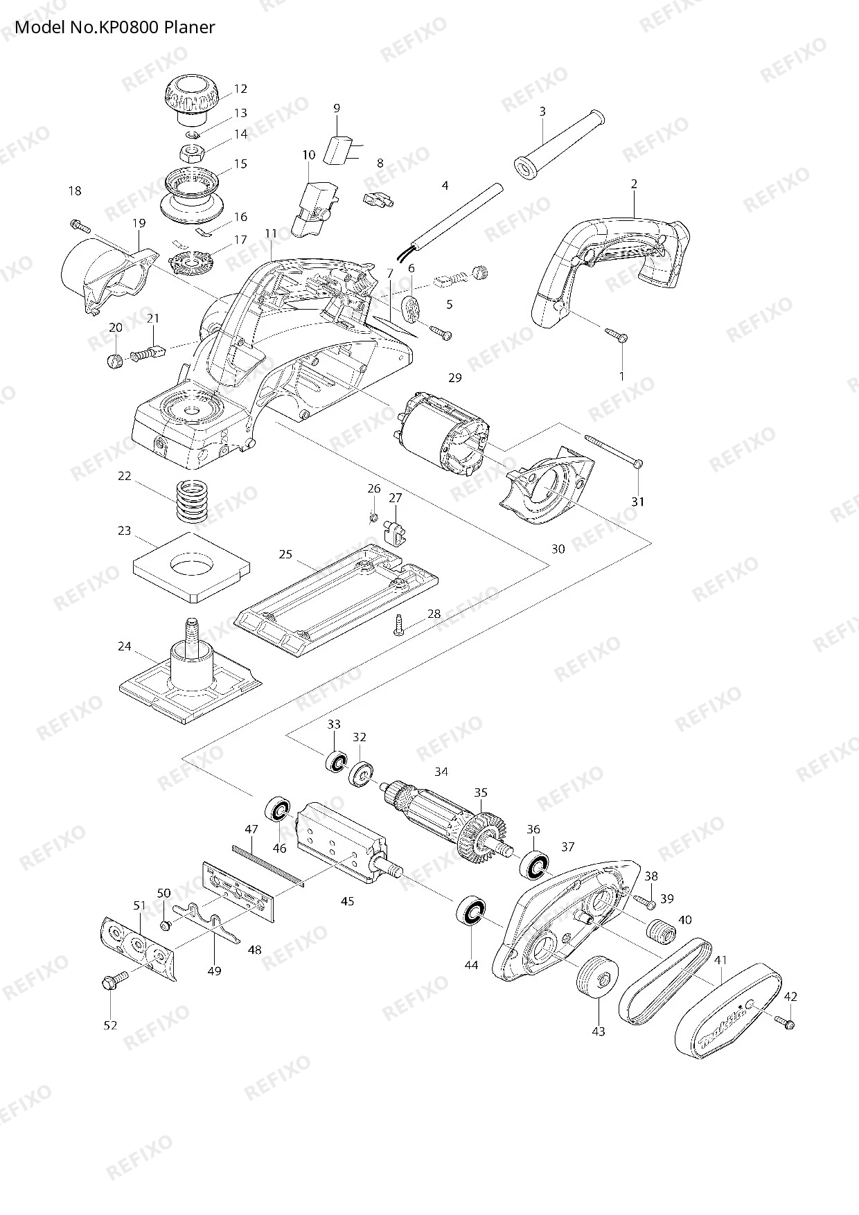 MAKITA KP0800 — схема запчастей