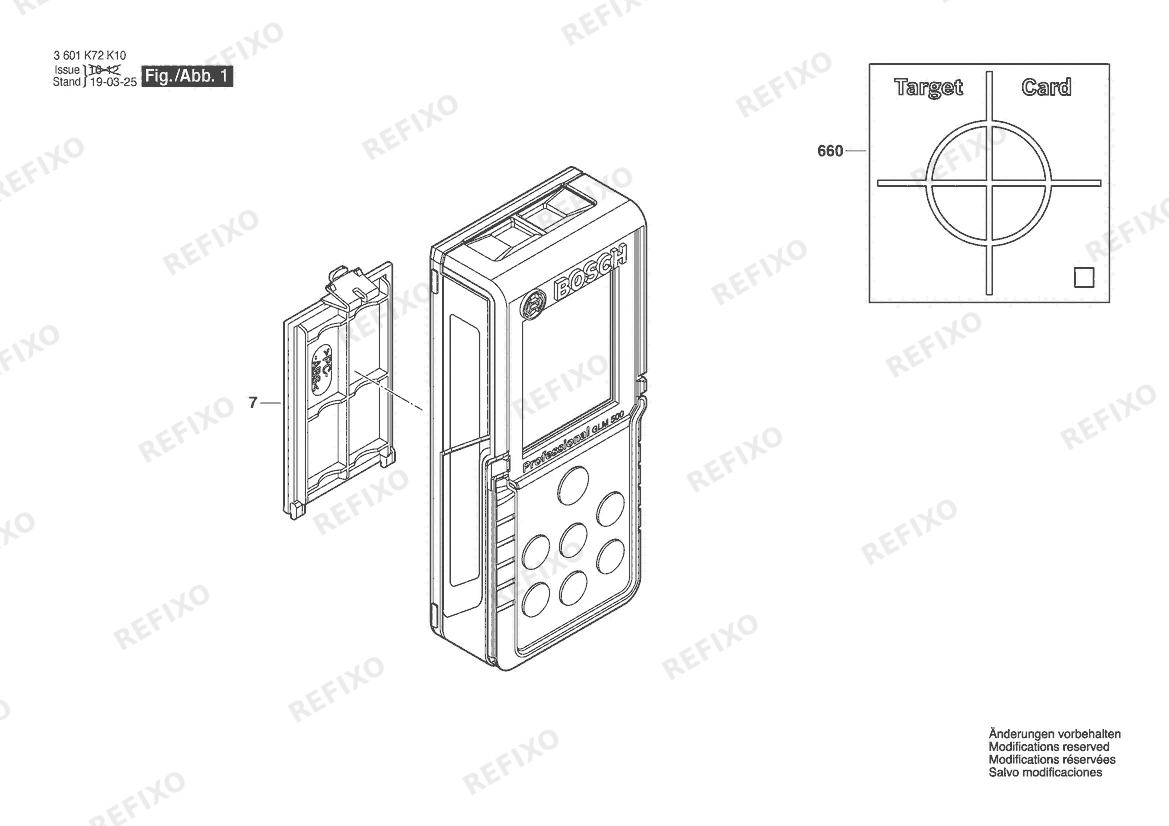 Bosch Entfernungsmesser GLM42 | 061 - US (3 601 K72 K10) — схема запчастей