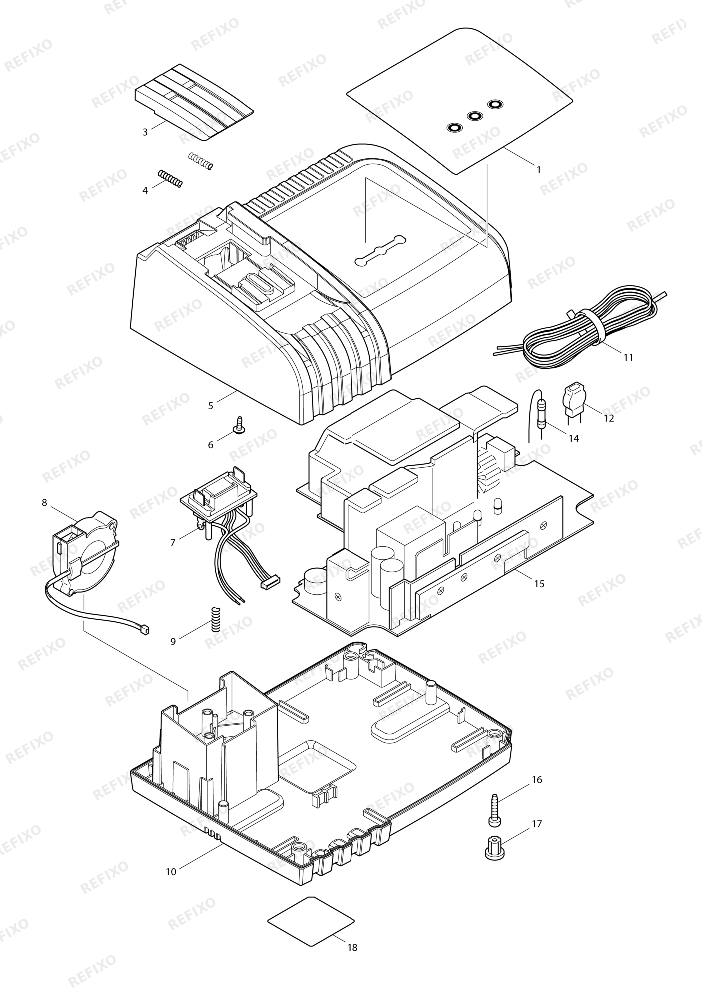 MAKITA DC36RA — схема запчастей