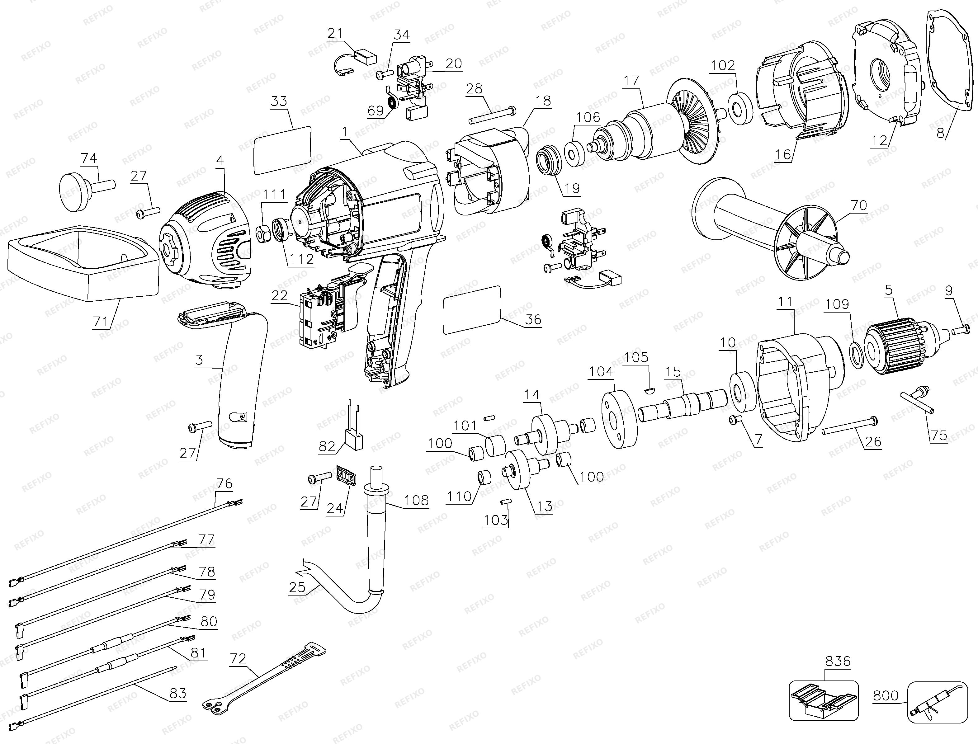 DeWalt ЛОПАСТНОЙ СМЕСИТЕЛЬ D21520 — схема запчастей