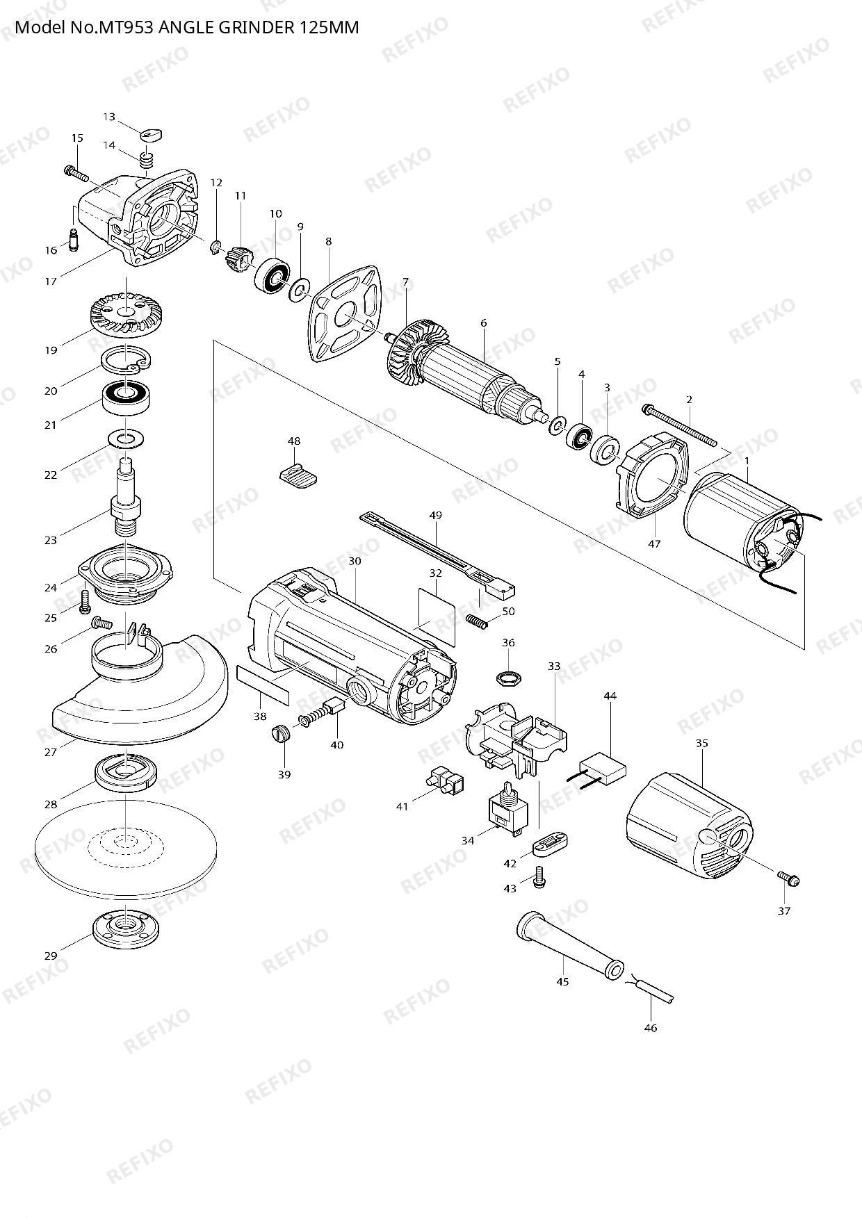 MAKITA MT953 — схема запчастей