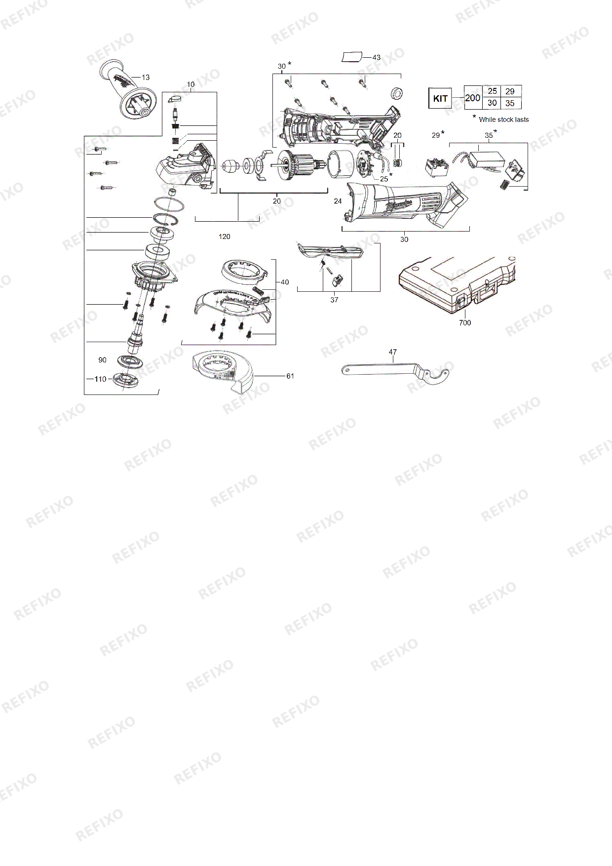 MILWAUKEE HD18AG115 0 4933411210 4000441640 — схема запчастей